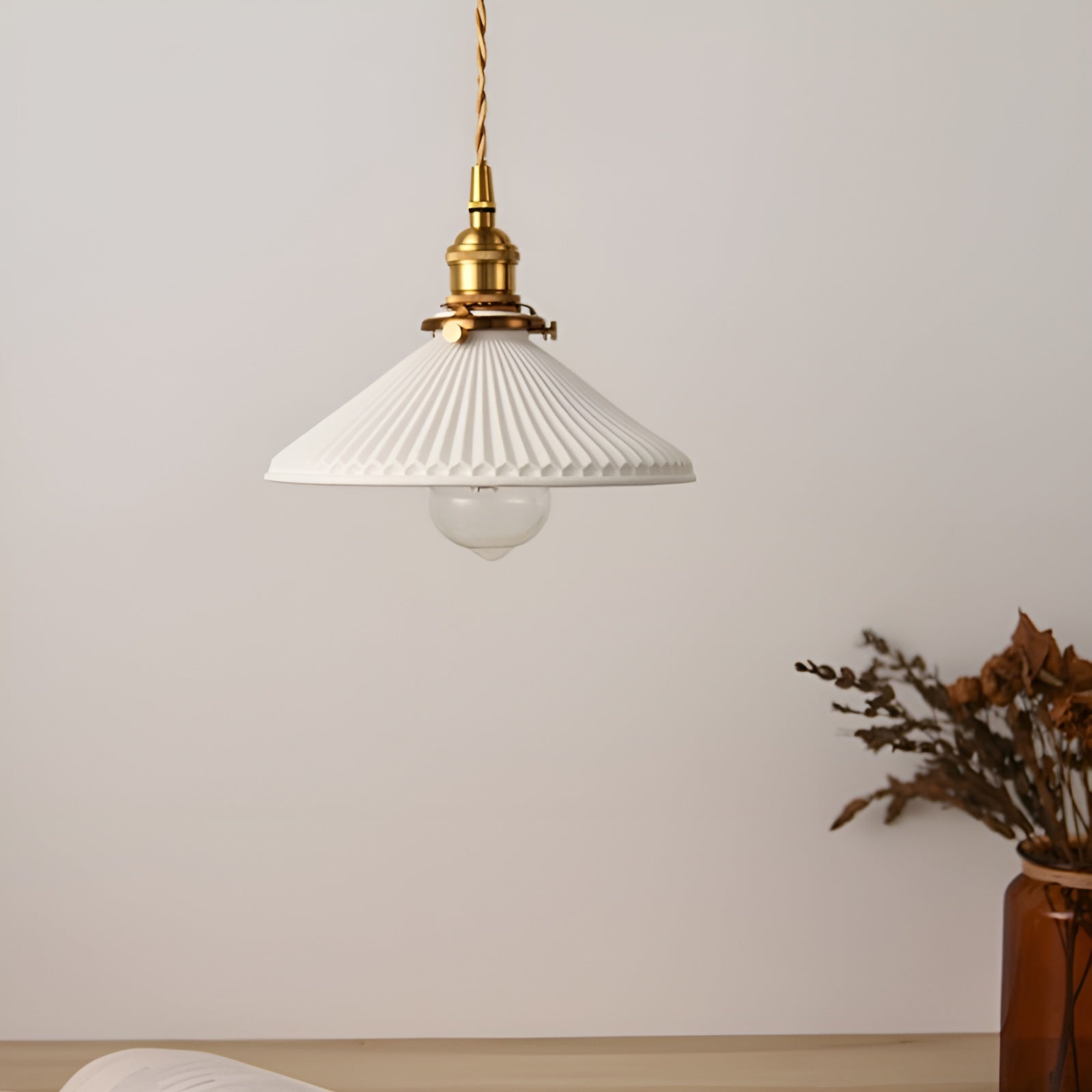 AmberZen Suspension Céramique et Verre Ambre Vintage | Chaleur Artisanale