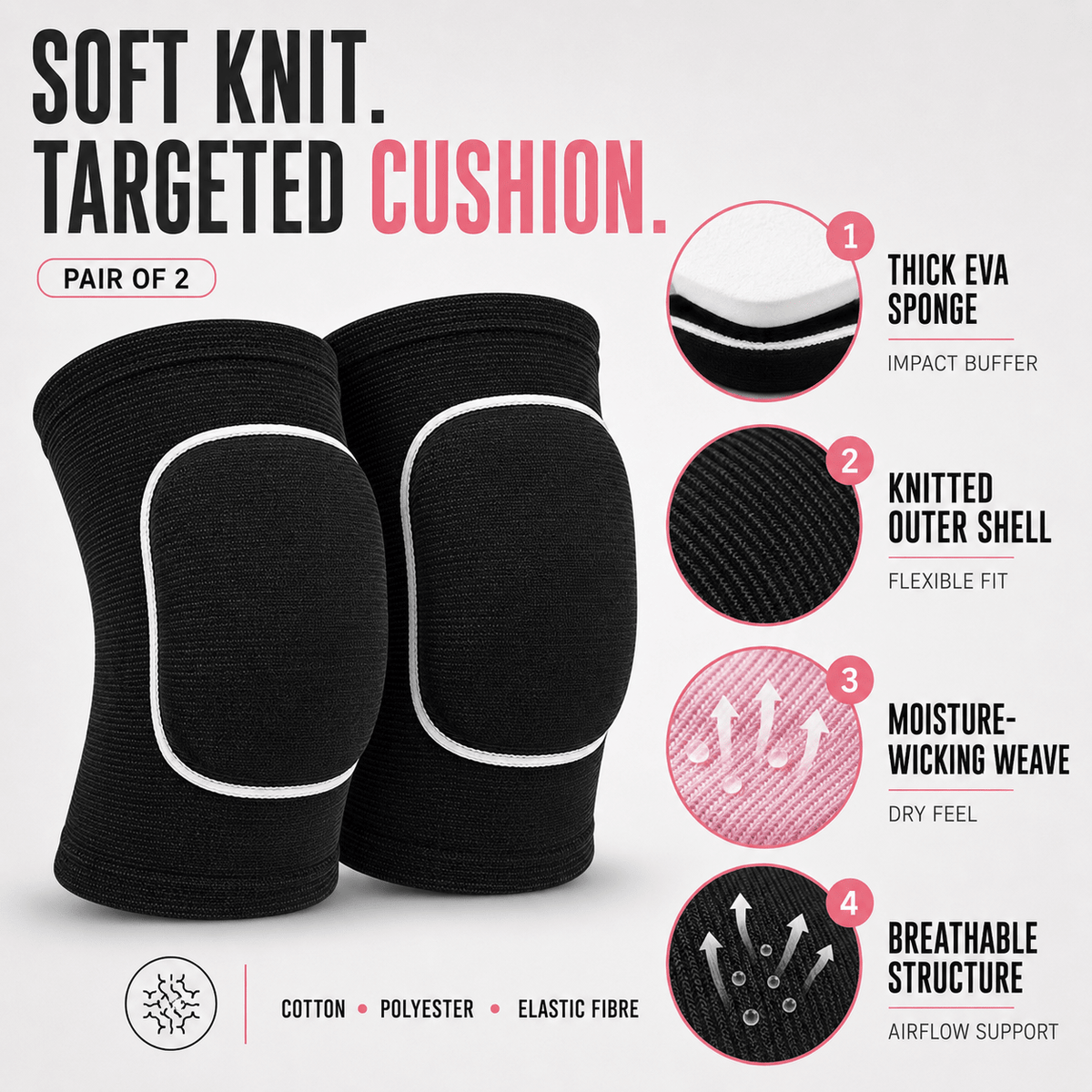 Women's Soft Knee Pads - Thick Sponge Dance & Volleyball