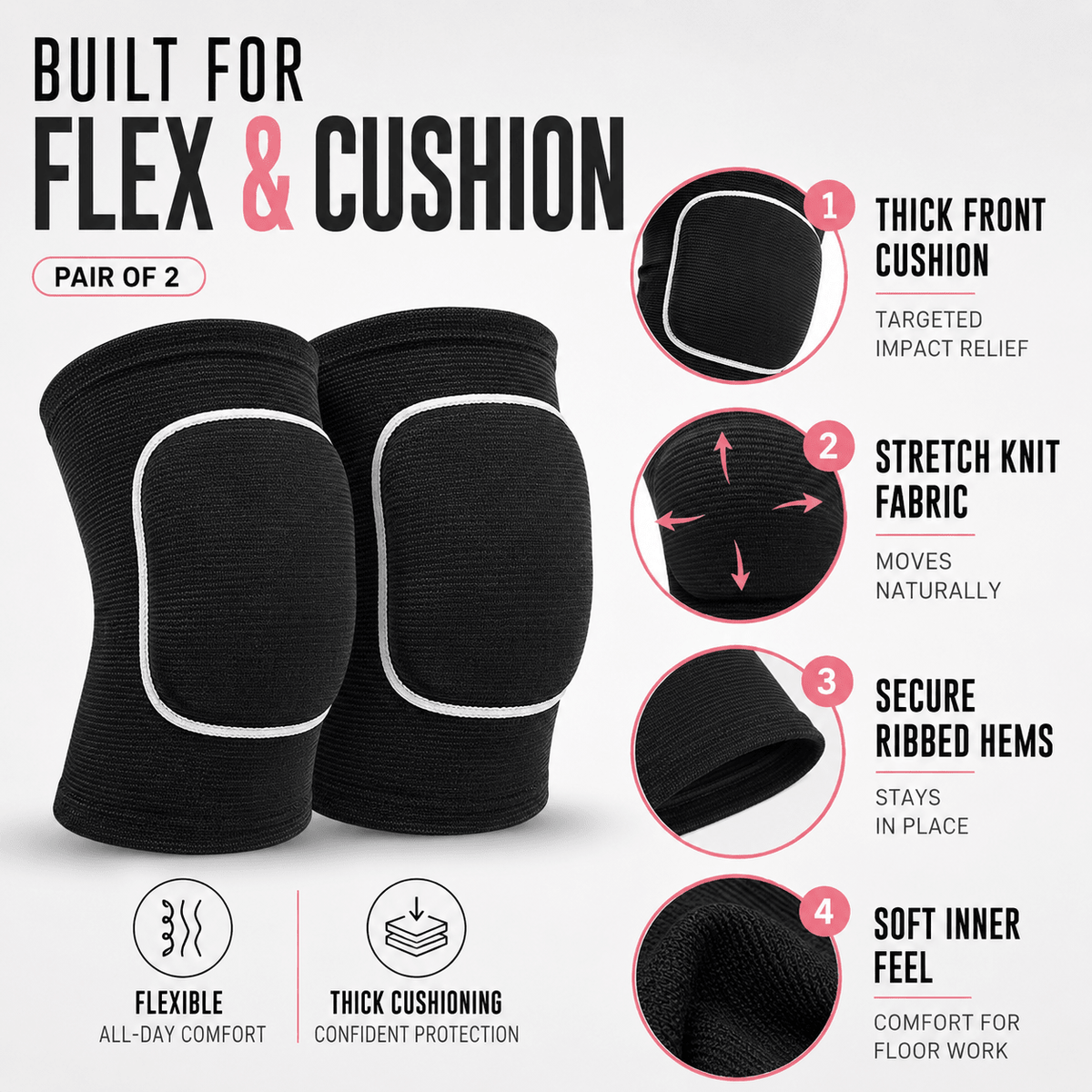 Women's Soft Knee Pads - Thick Sponge Dance & Volleyball