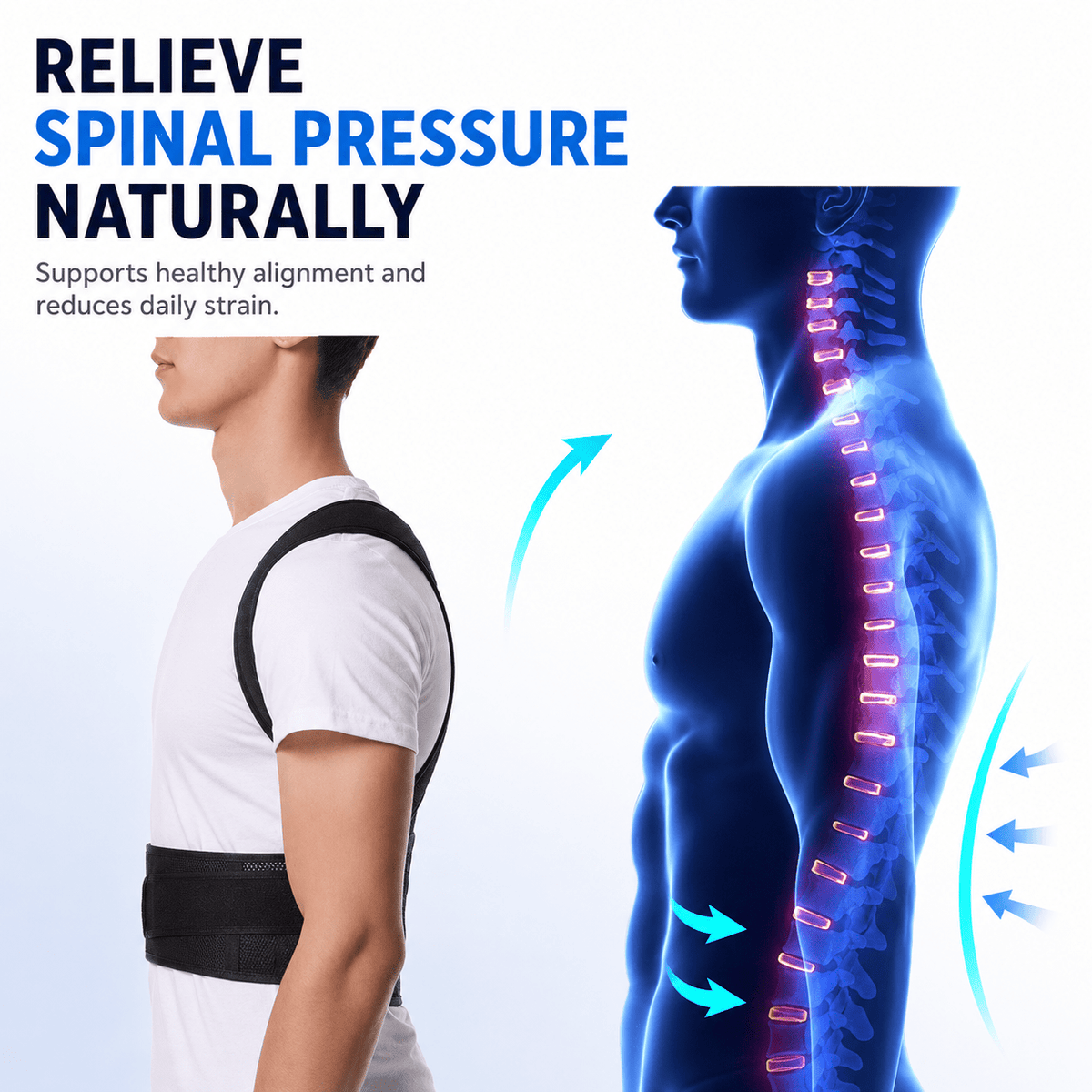 Lumbar Posture Support Vest - Adjustable Complete Back Relief