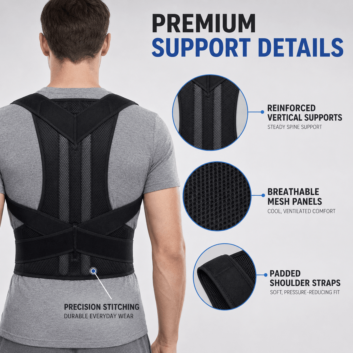Lumbar Posture Support Vest - Adjustable Complete Back Relief