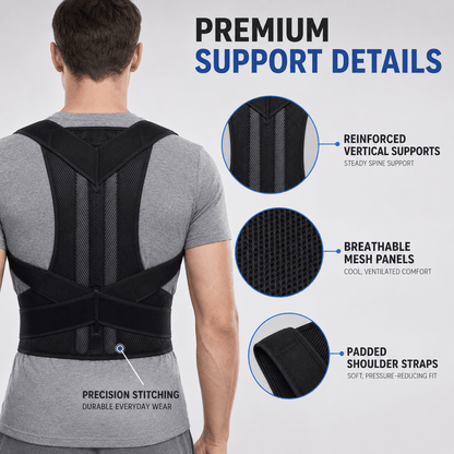 Lumbar Posture Support Vest - Adjustable Complete Back Relief