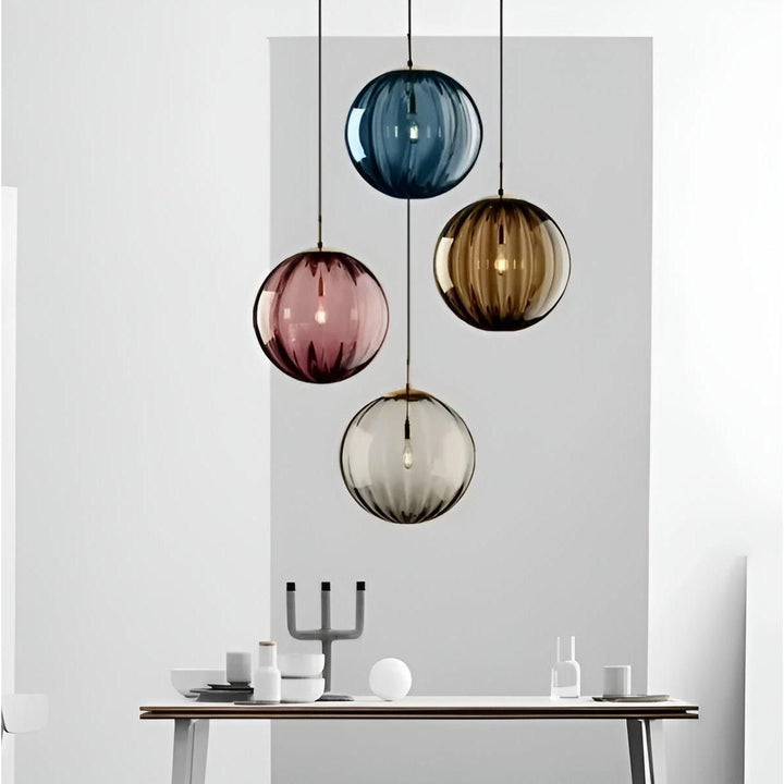 Suspension Globe Verre Fumé Nordic Élégant | 15cm Gris Salon Chic