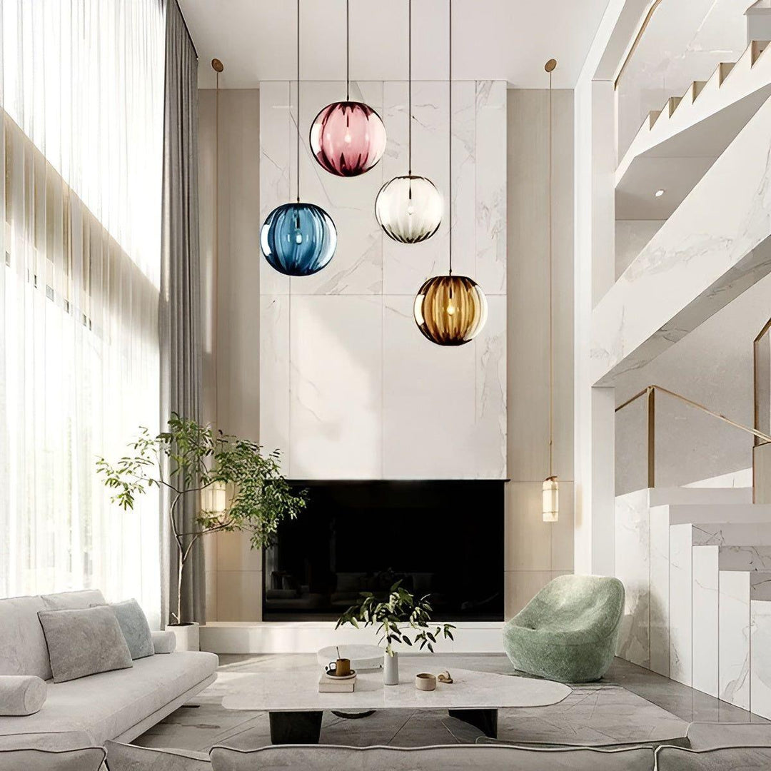 Suspension Globe Verre Fumé Nordic Élégant | 15cm Gris Salon Chic