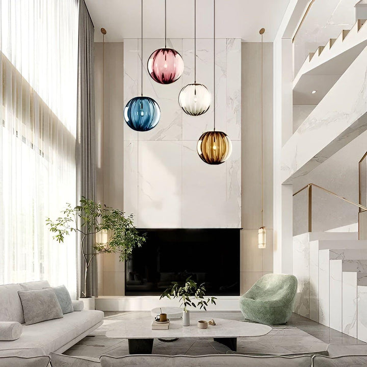 Suspension Globe Verre Fumé Nordic Élégant | 15cm Gris Salon Chic