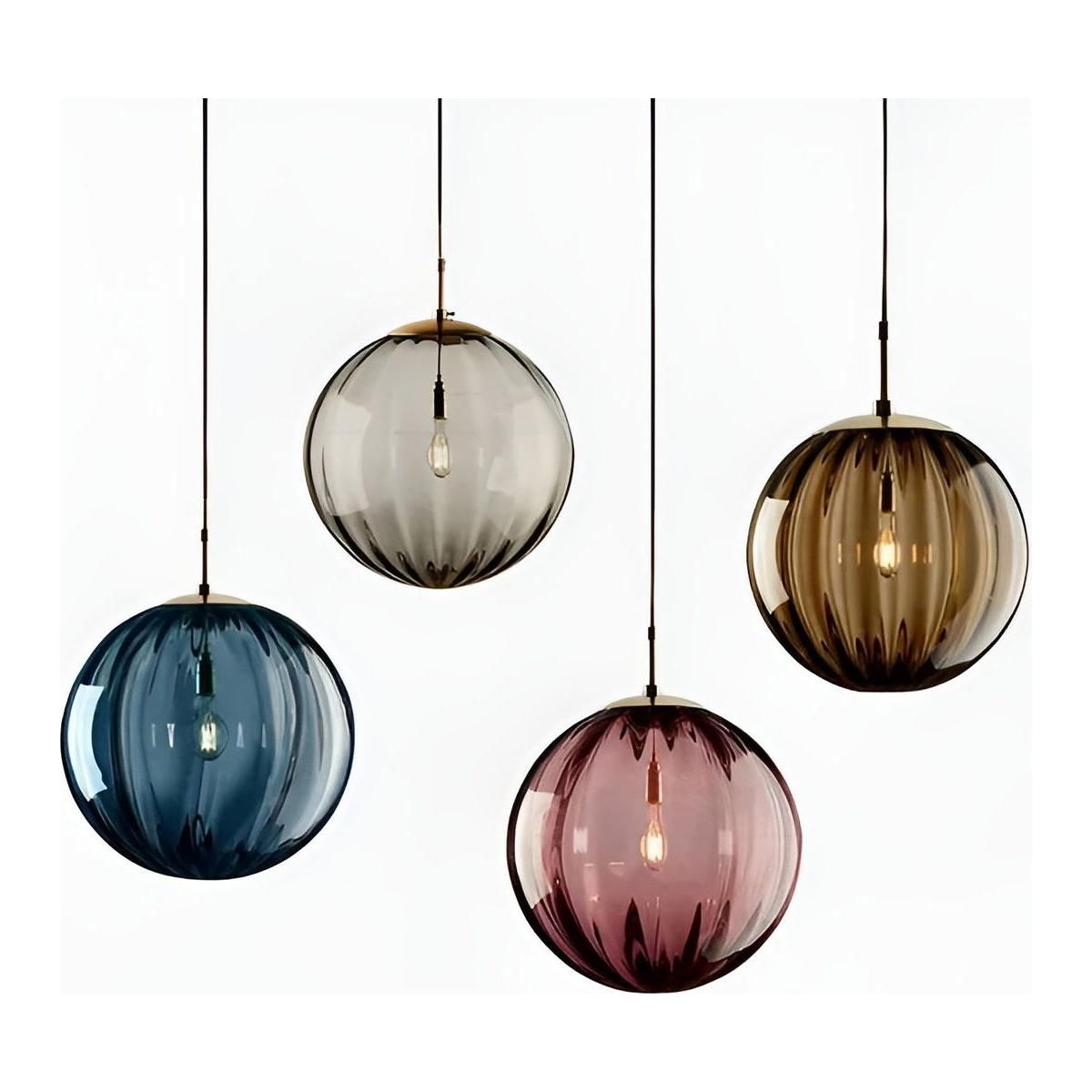 Suspension Globe Verre Fumé Nordic Élégant | 15cm Gris Salon Chic