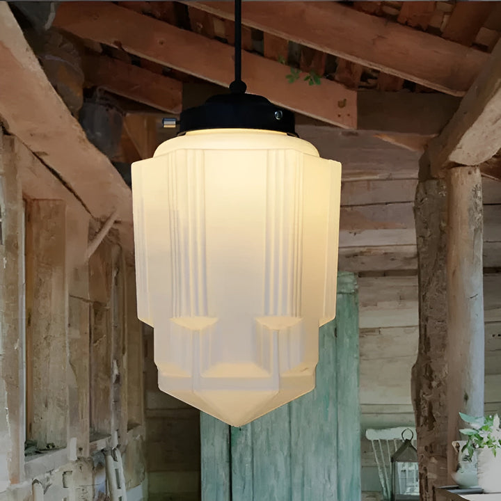 Suspension Verre Laiteux Vintage Géométrique | Style A Lumière Douce Diffuse
