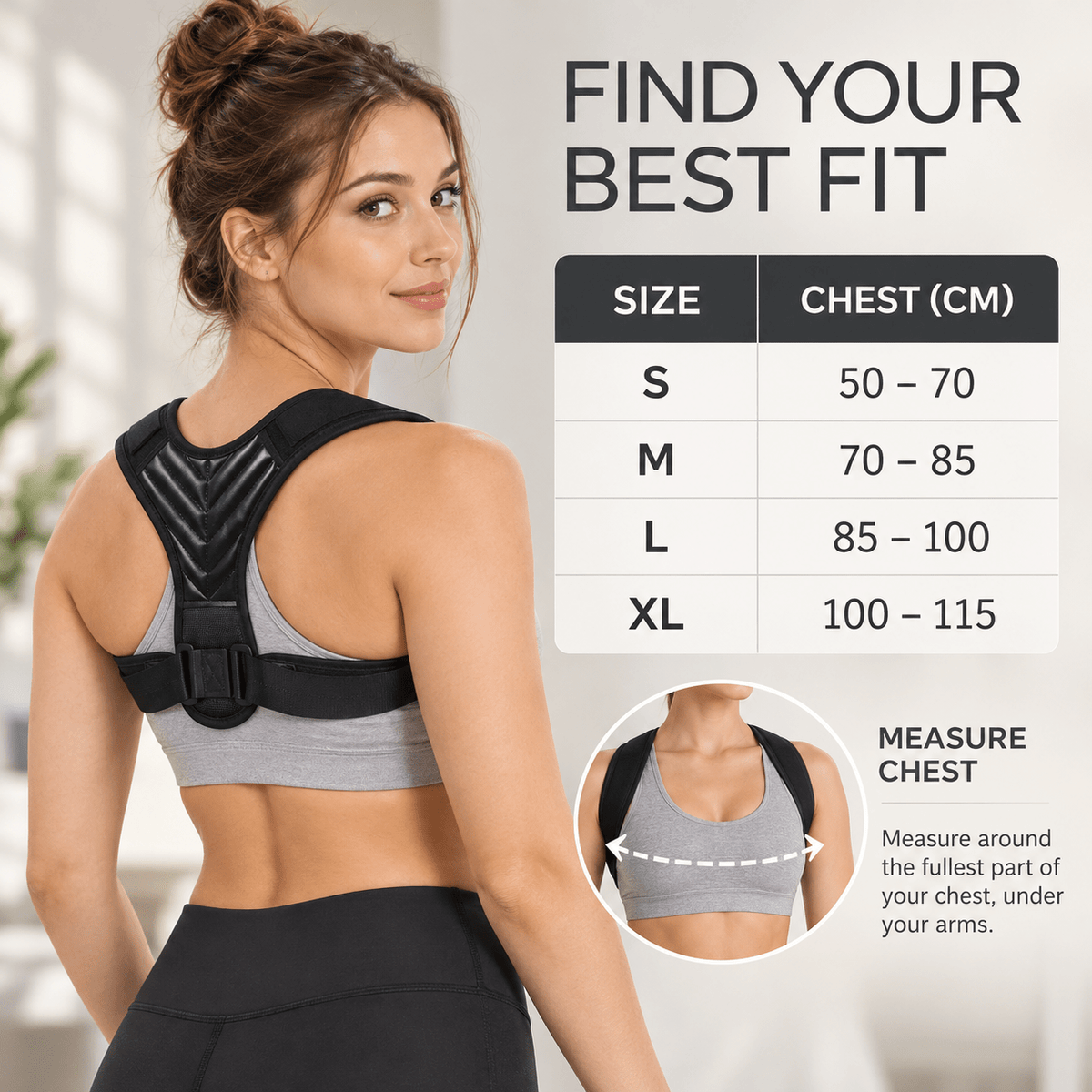 Back Support Harness - Padded Shoulders Light Office & Daily
