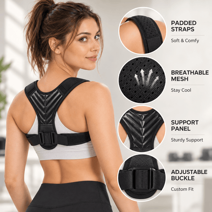 Back Support Harness - Padded Shoulders Light Office & Daily