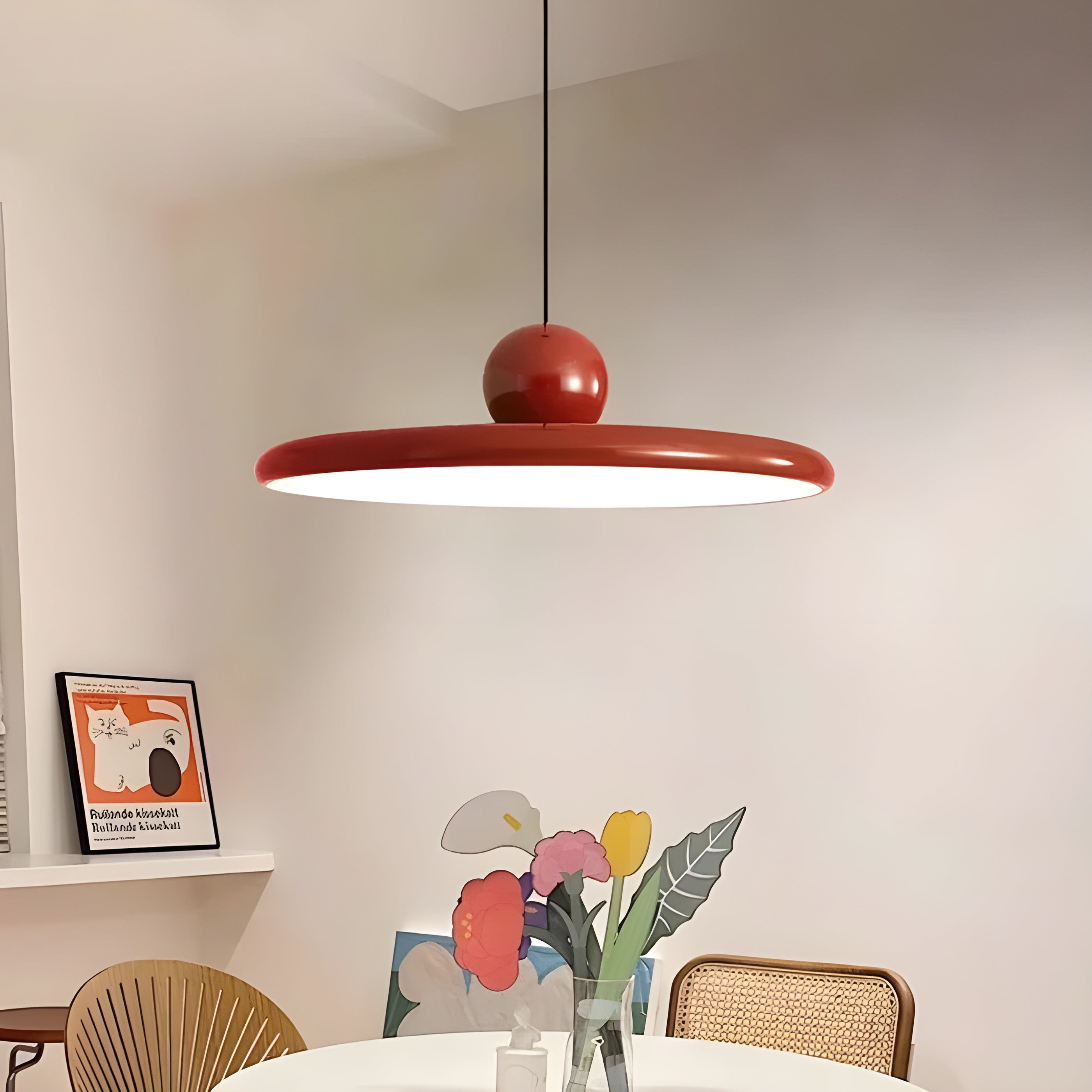 HavenHalo Suspension LED Verre Nordic Rouge | 30cm Ambiance Cosy
