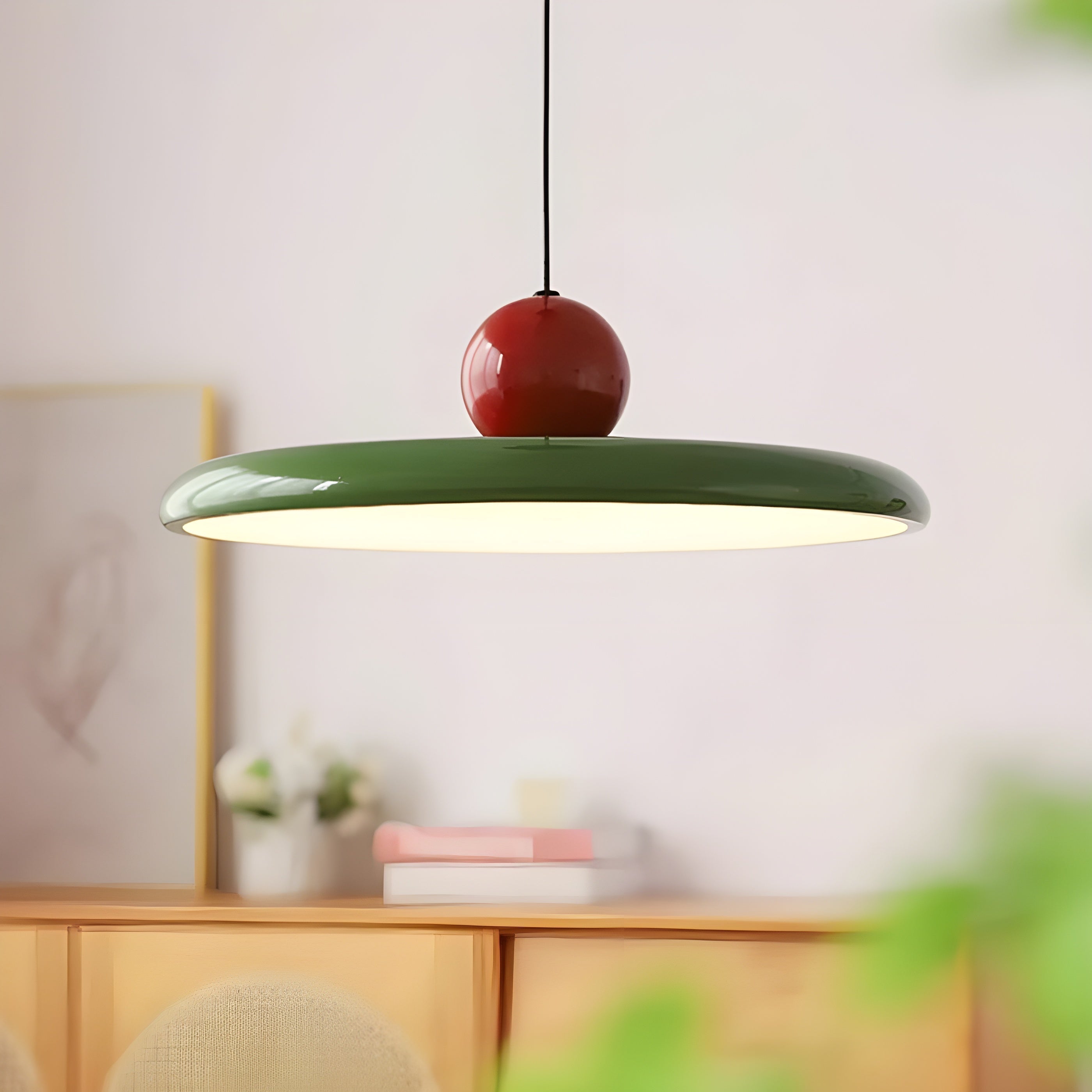 HavenHalo Suspension LED Verre Nordic Rouge | 30cm Ambiance Cosy