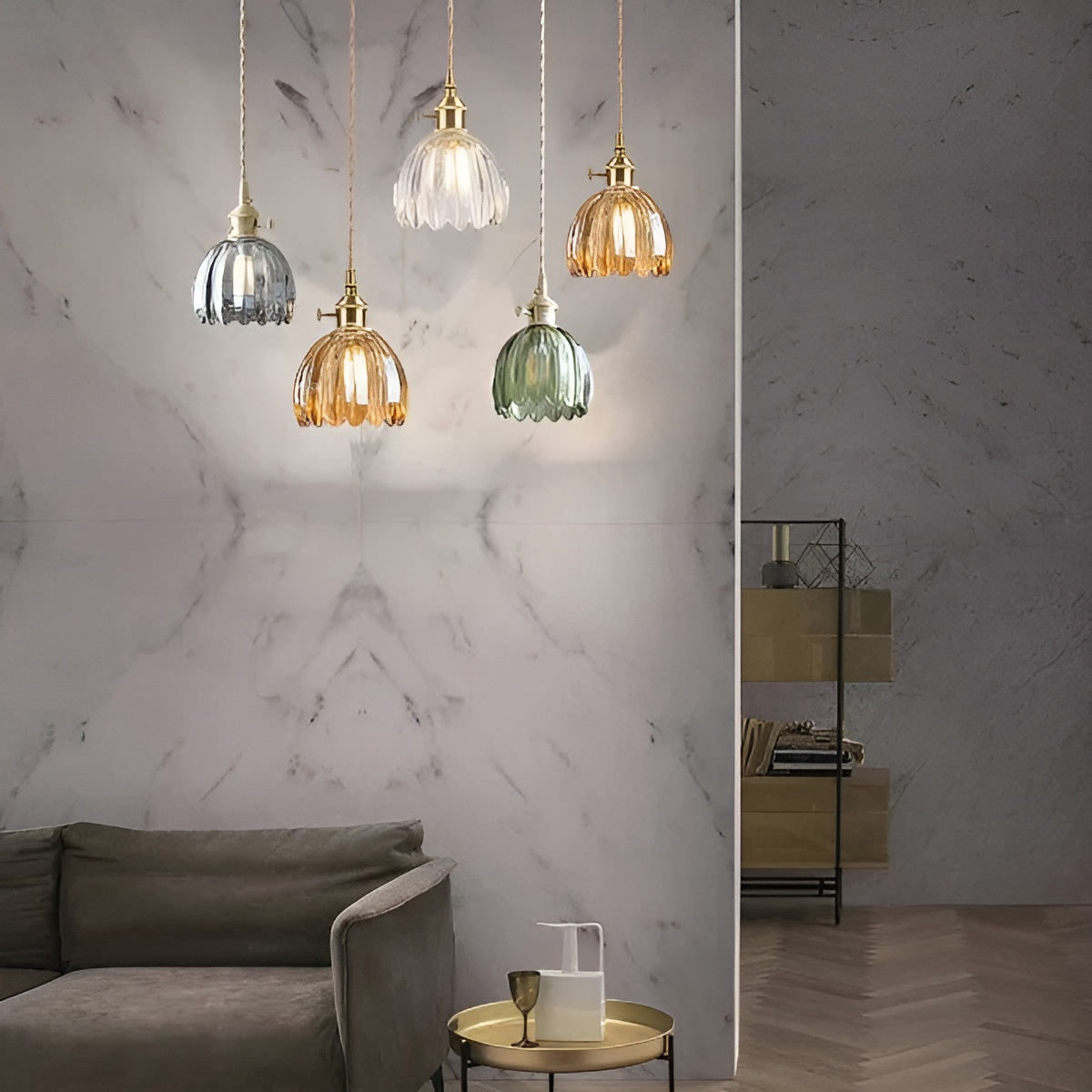 Suspension Verre Fleurs Japonais | Design Cosy pour Ambiance Chaleureuse