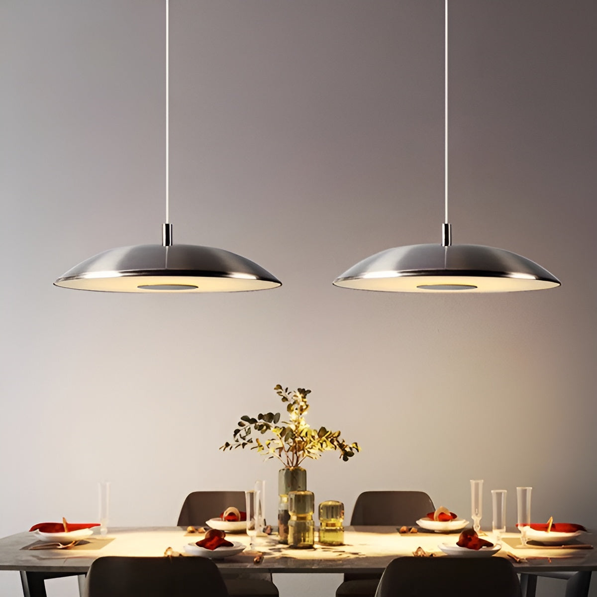 Suspension LED Fer et Nickel Décorative Moderne | Lumière Chaude Élégante