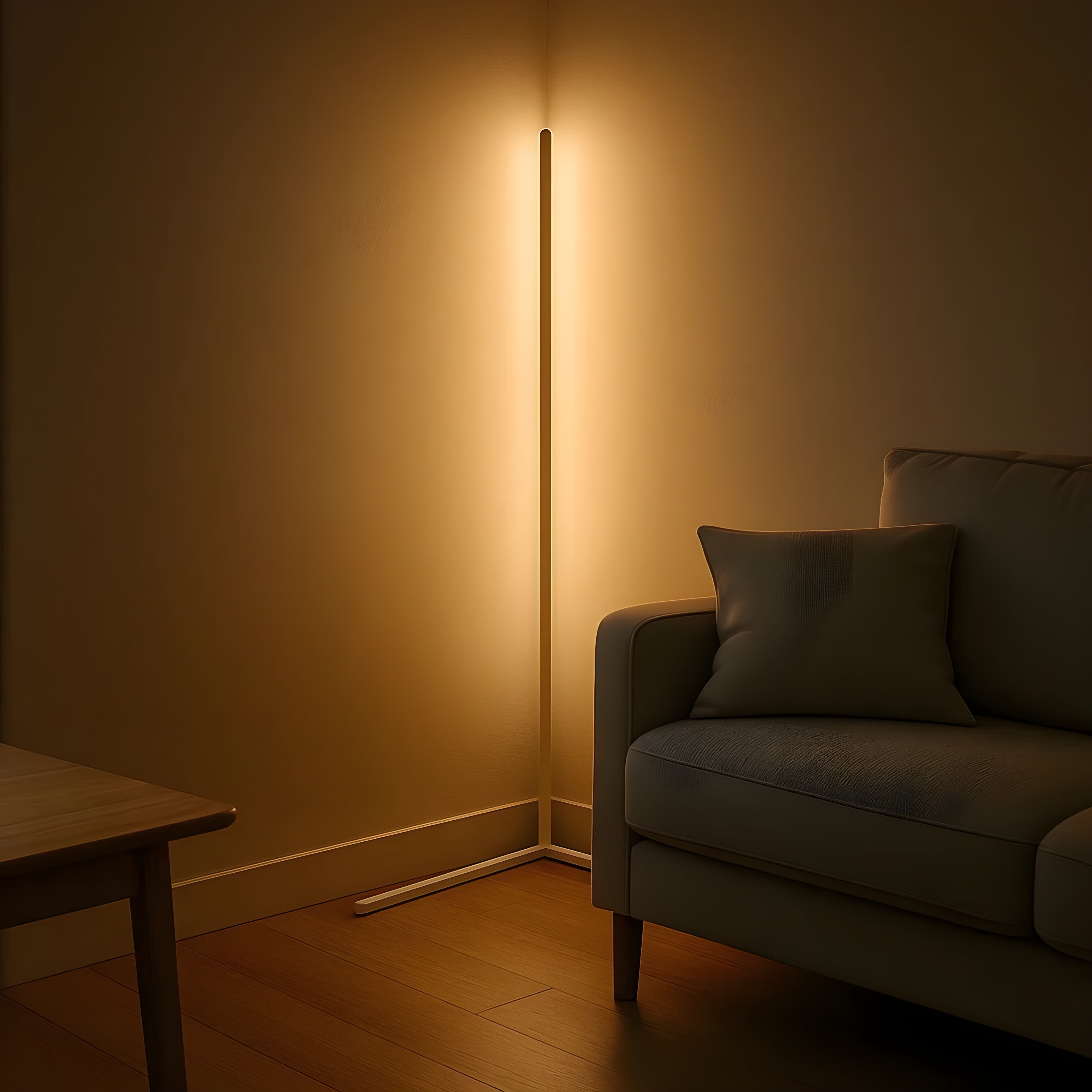 Lampadaire Coin Dimmable Télécommande | Lumière Indirecte Noir Blanc Chaud