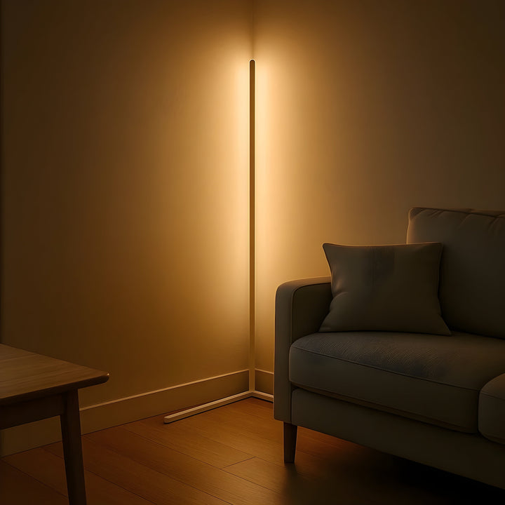 Lampadaire Coin Dimmable Télécommande | Lumière Indirecte Noir Blanc Chaud
