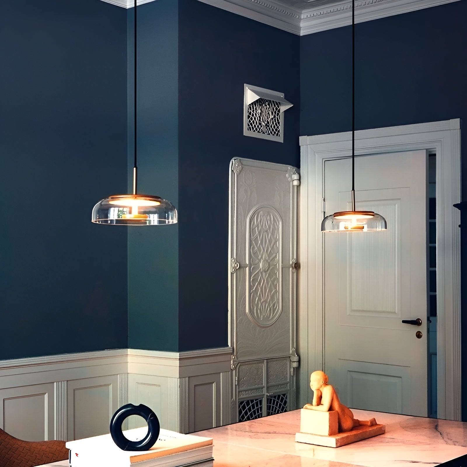 Suspension Verre LED Élégante | Salle à Manger Chambre et Salon Lumière Chaude