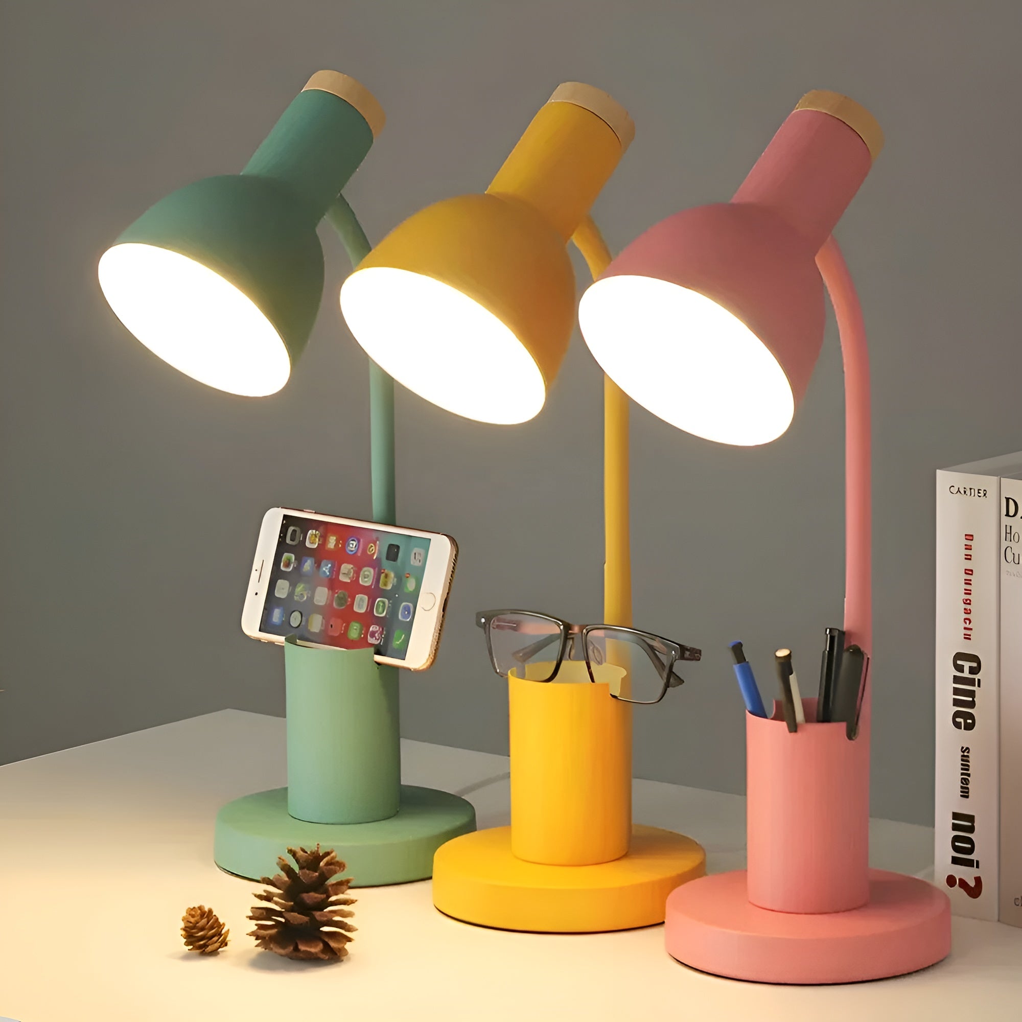Lampe Bureau avec Pot à Crayons Stylée | Pratique Blanc LED Organisateur