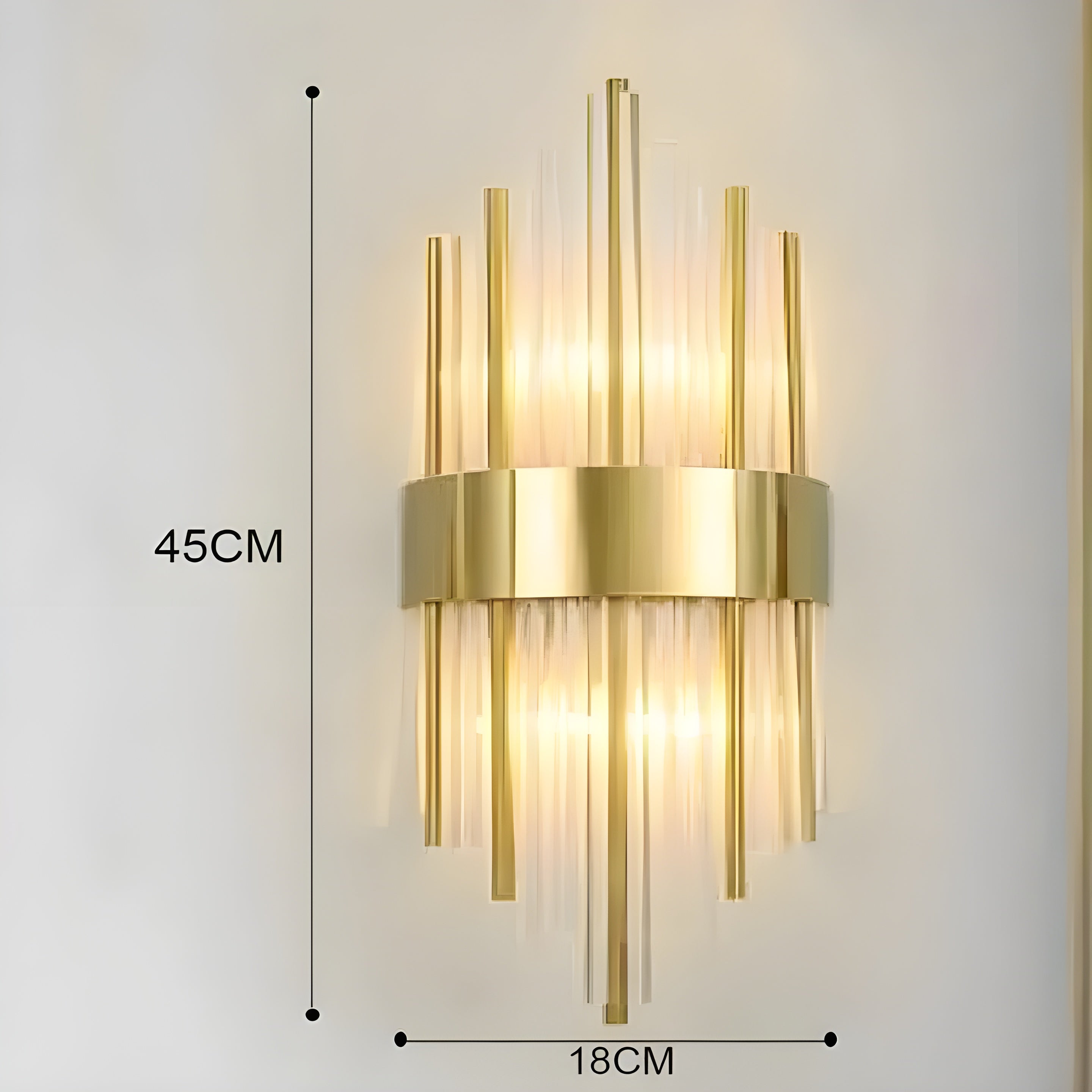 Applique Effet Cristal Accent Doré Élégant | 35cm Or Lumière Décorative