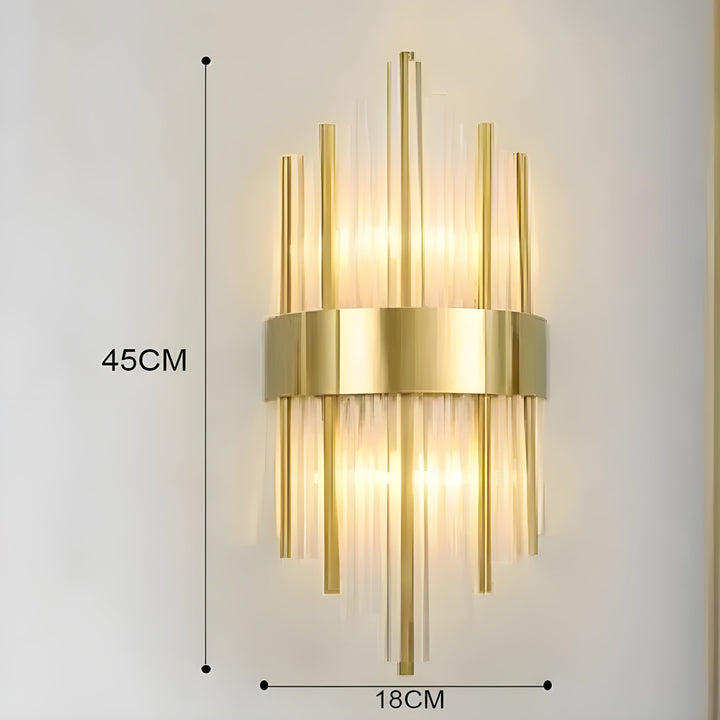 Applique Effet Cristal Accent Doré Élégant | 35cm Or Lumière Décorative