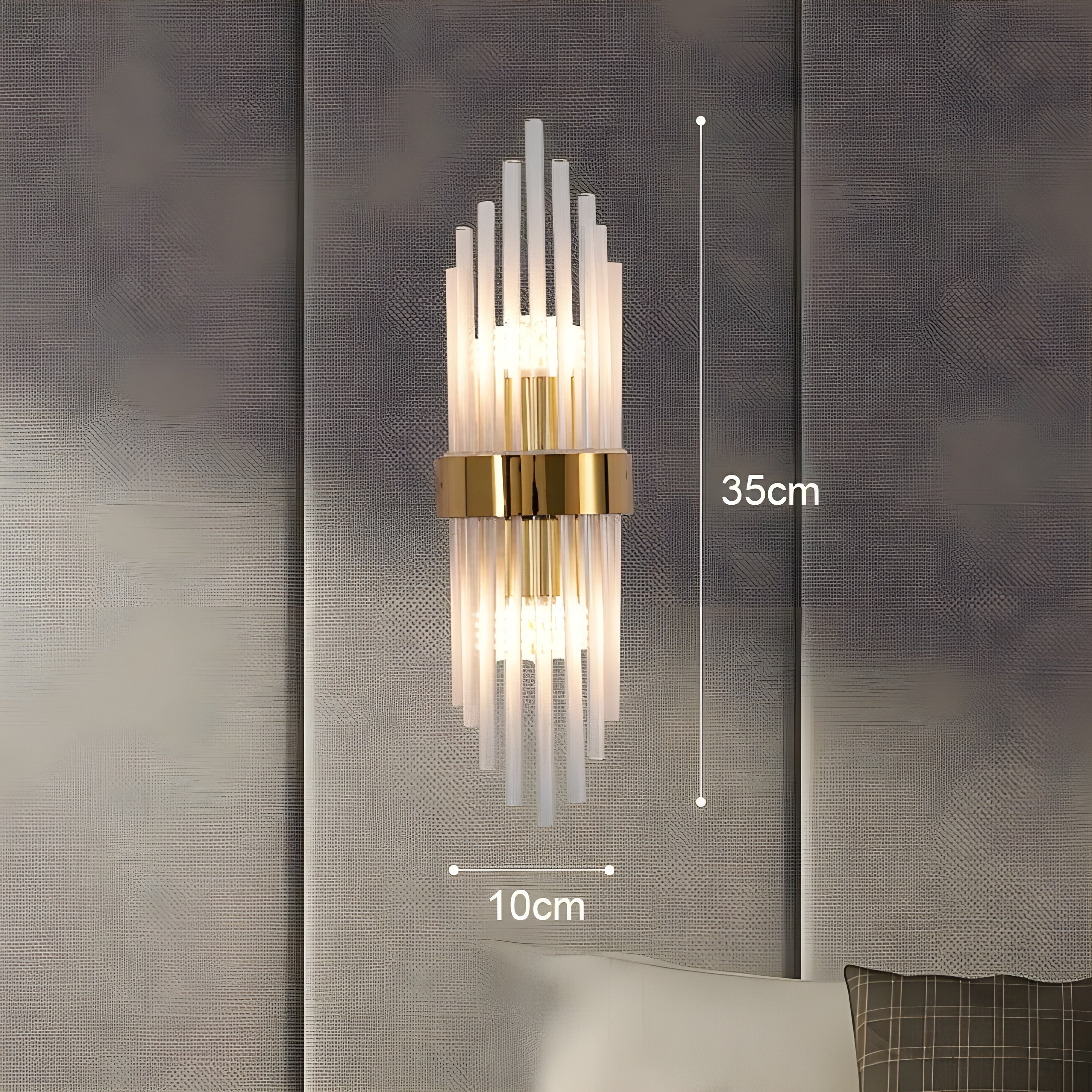 Applique Effet Cristal Accent Doré Élégant | 35cm Or Lumière Décorative