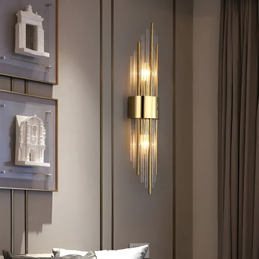 Applique Effet Cristal Accent Doré Élégant | 35cm Or Lumière Décorative