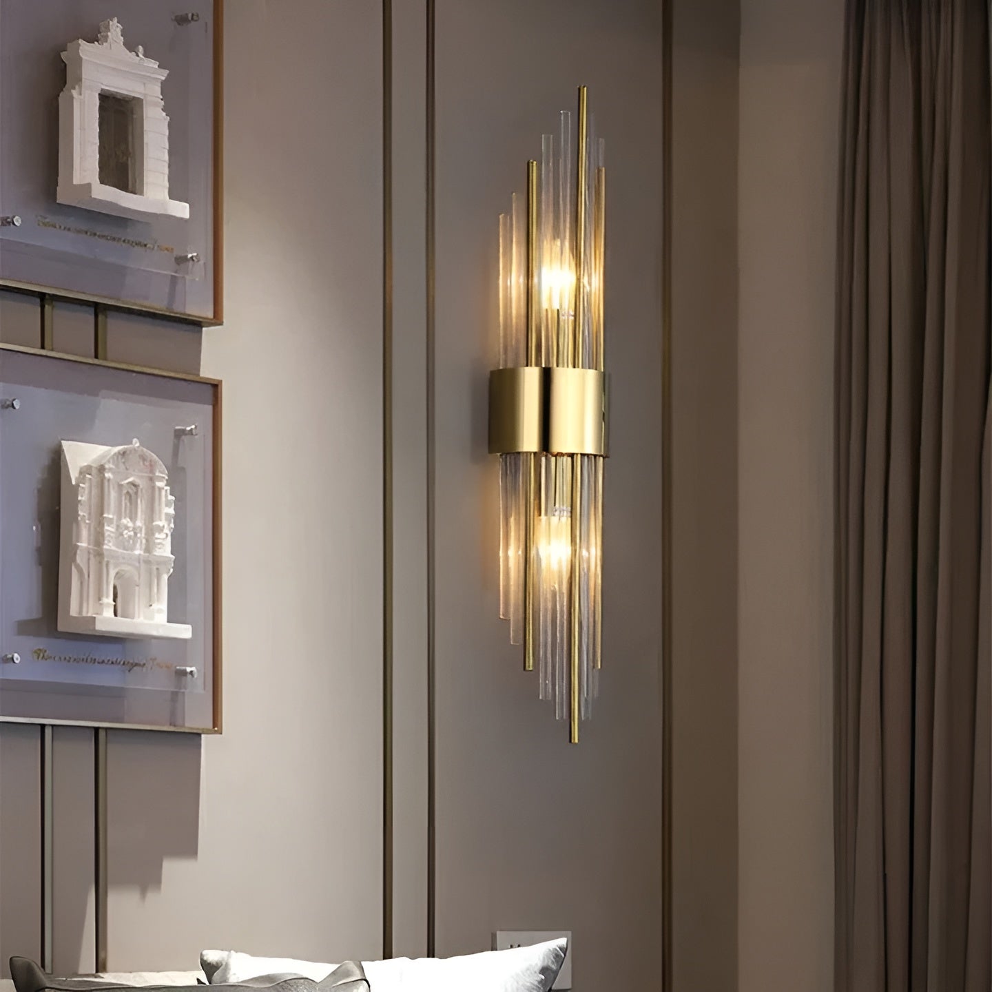 Applique Effet Cristal Accent Doré Élégant | 35cm Or Lumière Décorative