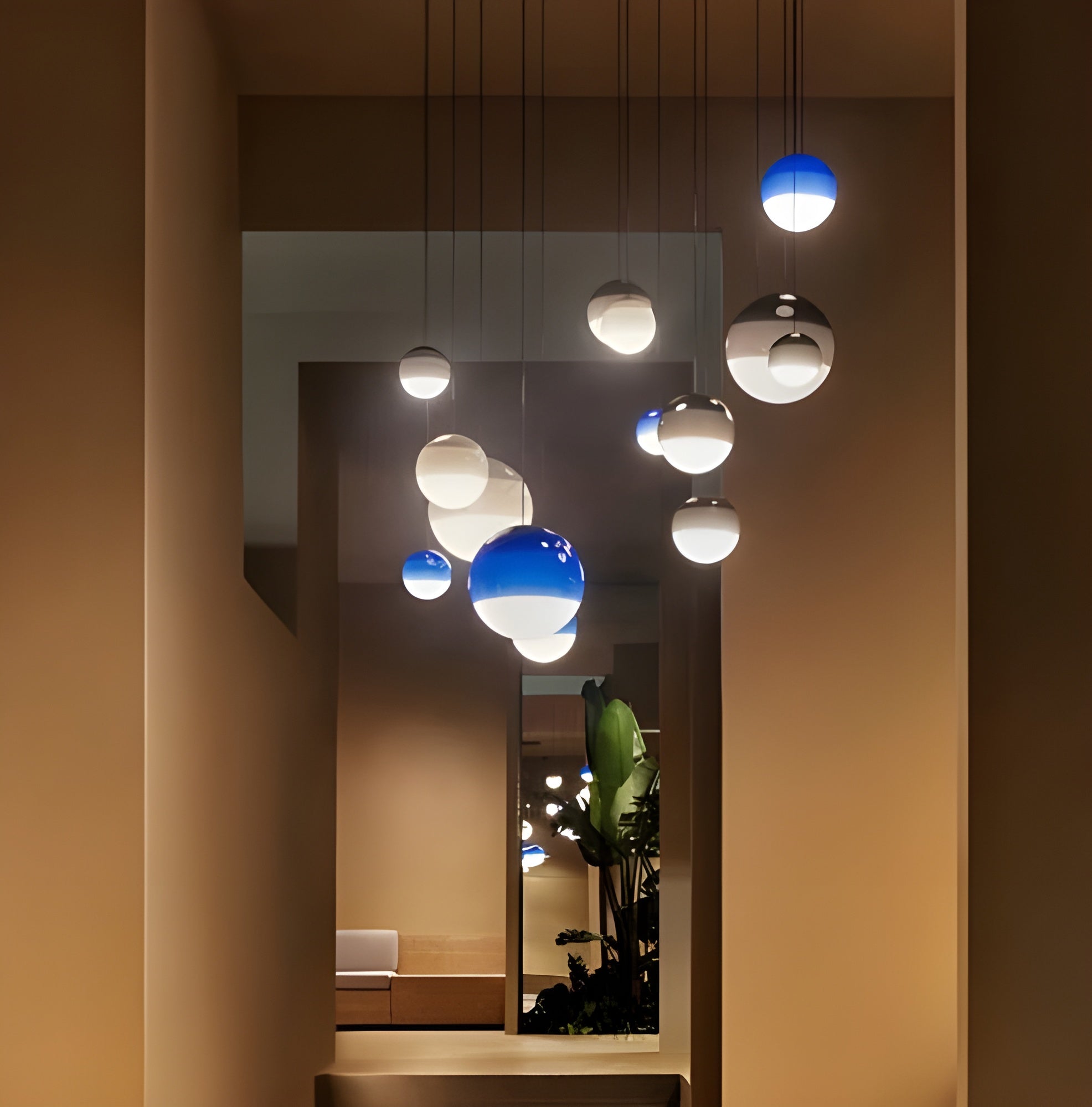 LumiOrb Suspension Ballon Créative LED Ambiance | Bleu D15 ou D20cm Féerique