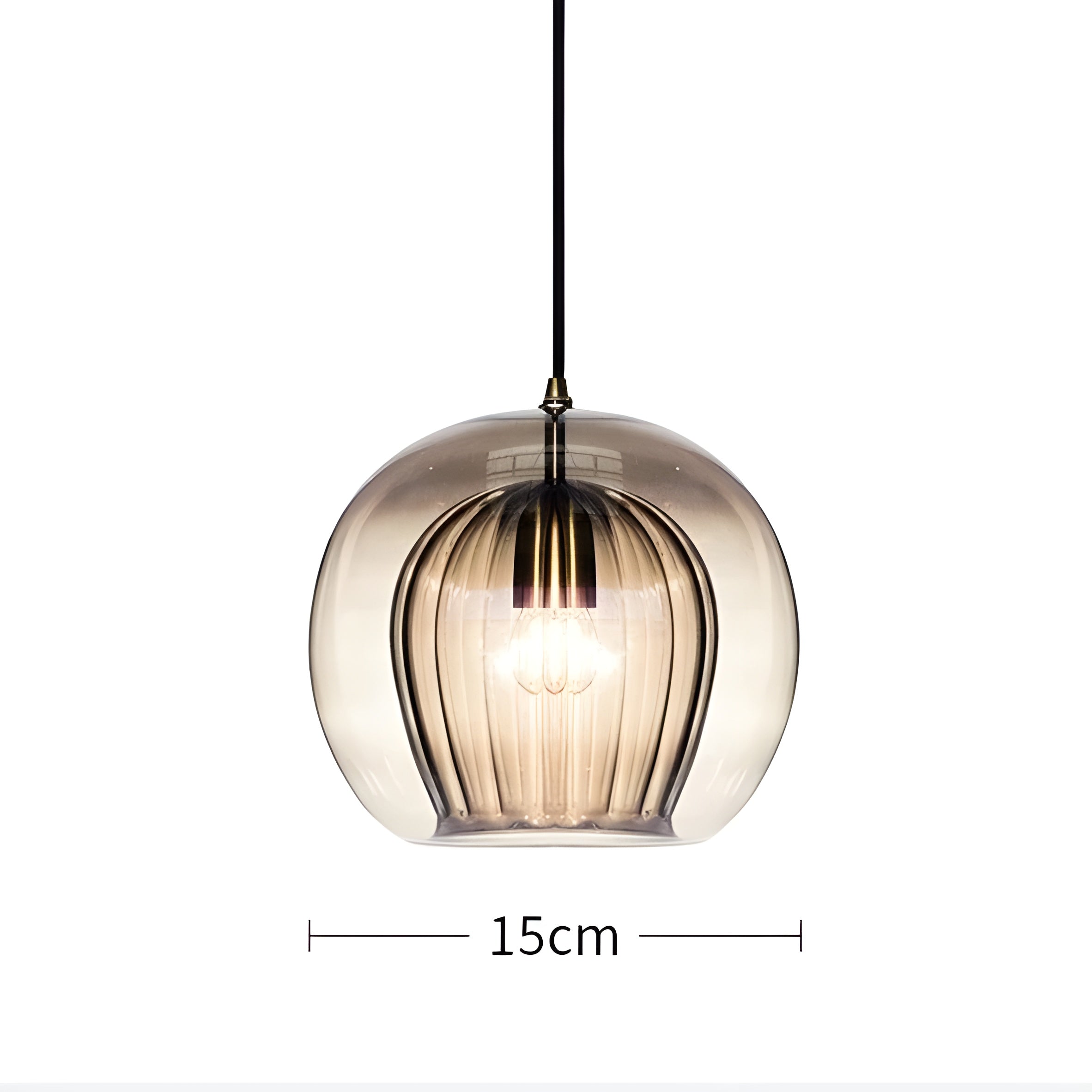 FrostedGlow Suspension Verre Dépoli Moderne | Douce Lumière Diffuse 15cm Transparent