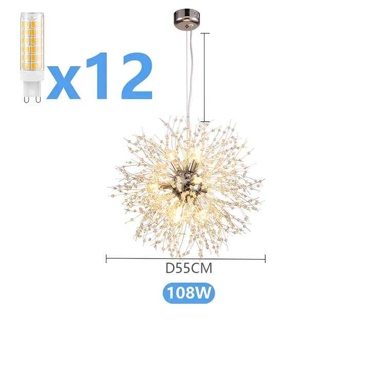 Lustre Cristal Pissenlit LED | Éclairage Spectaculaire Salon et Salle à Manger