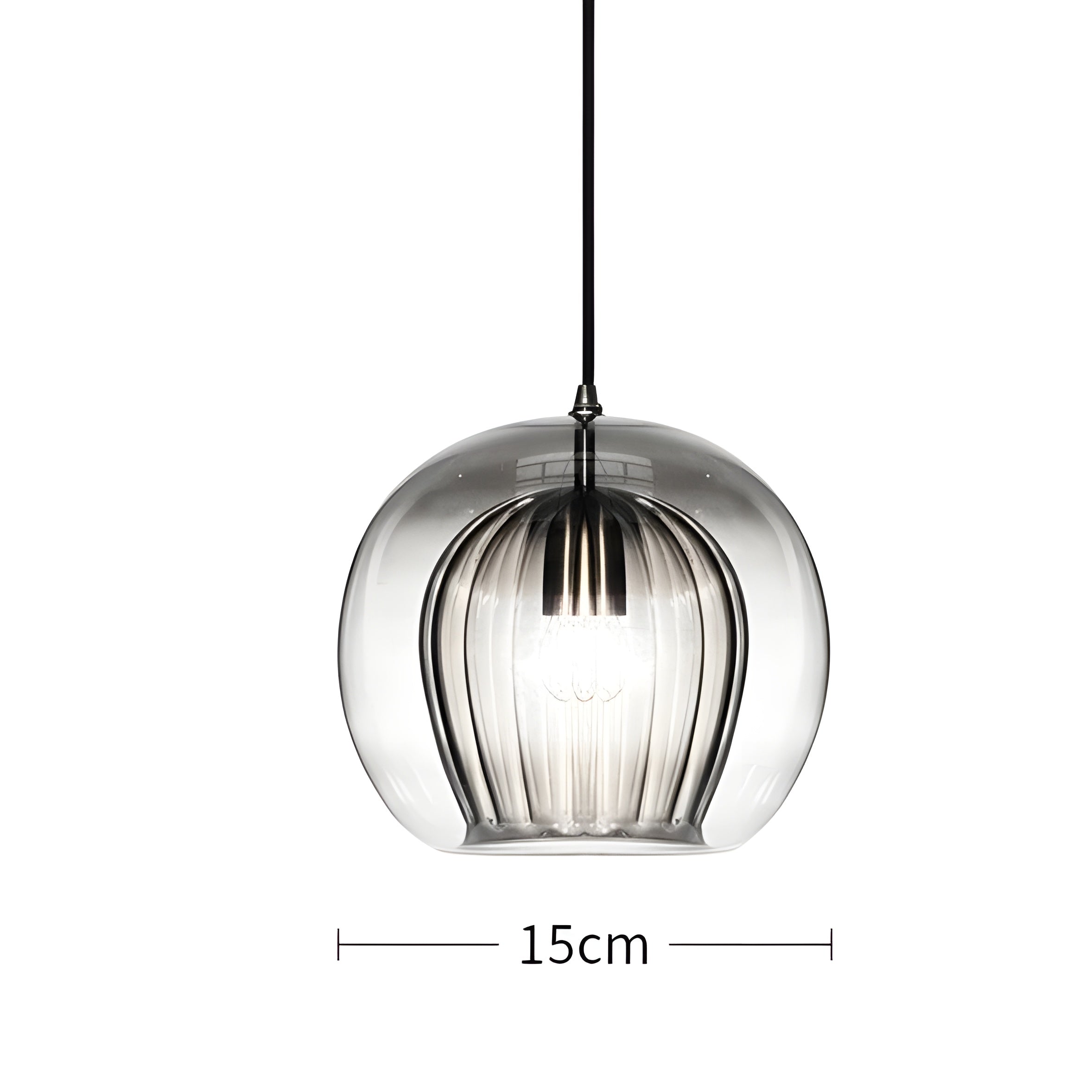 FrostedGlow Suspension Verre Dépoli Moderne | Douce Lumière Diffuse 15cm Transparent