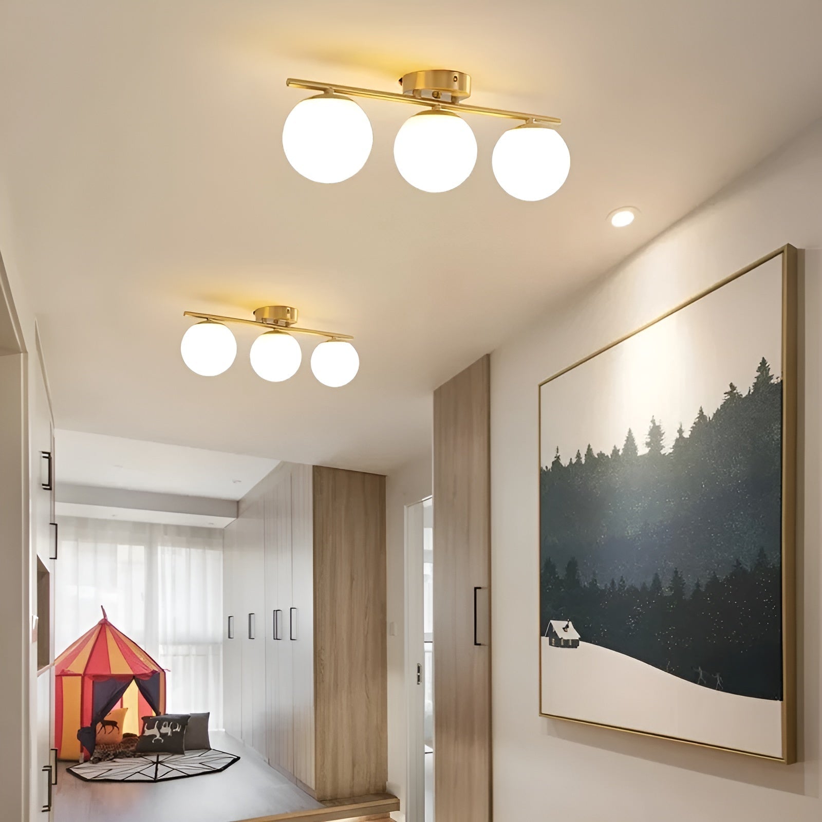 Plafonnier Verre Nordic Salon et Chambre | Noir 1 ou 2 Coupes Design Épuré