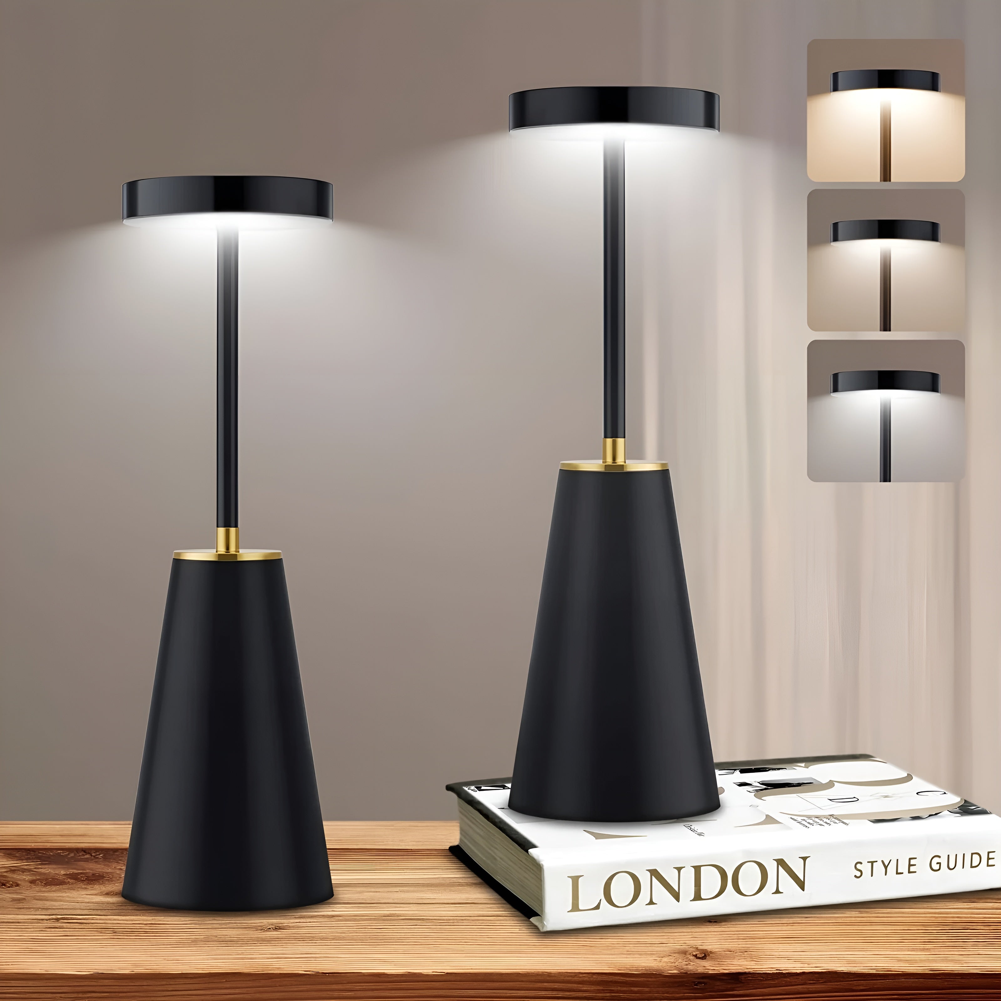 LumaTouch Lampe Tactile Rechargeable Sans Fil | Intuitive Noir ou Blanc Ambiance