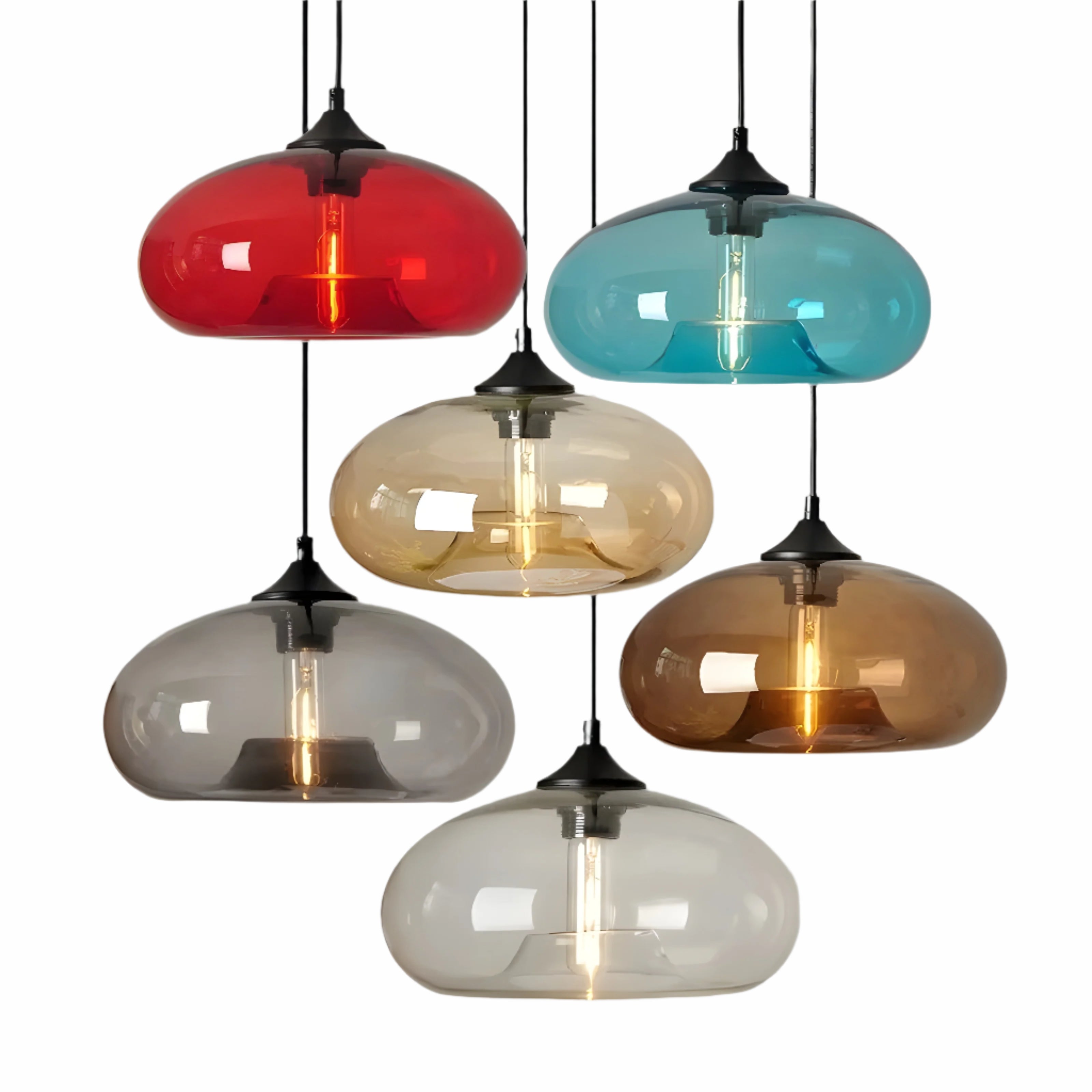 Suspension Verre Coloré Nordic Ambiance Salon | Rouge Lumière Chaleureuse