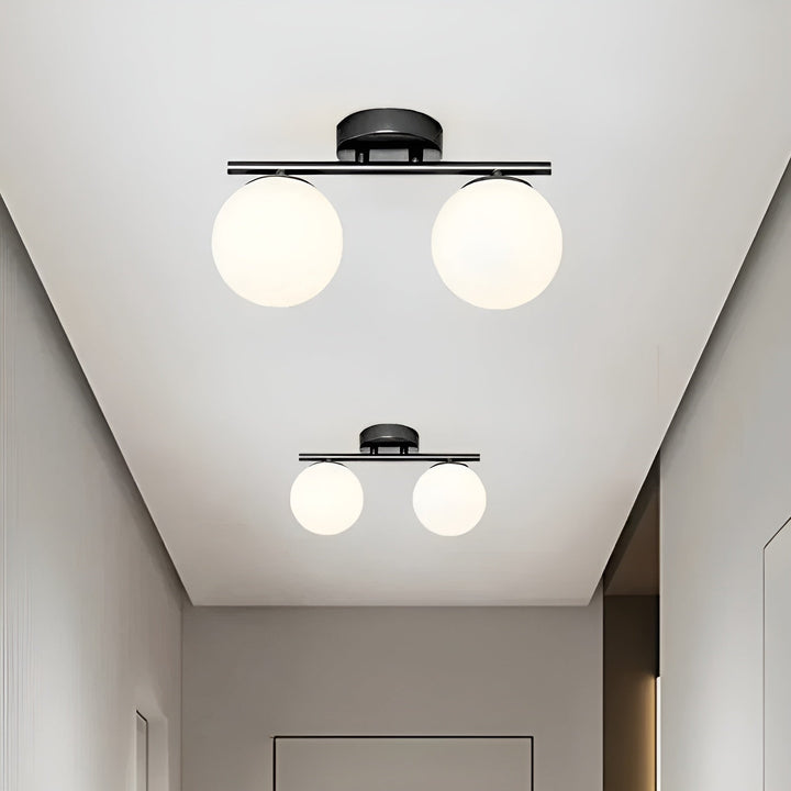 Plafonnier Verre Nordic Salon et Chambre | Noir 1 ou 2 Coupes Design Épuré