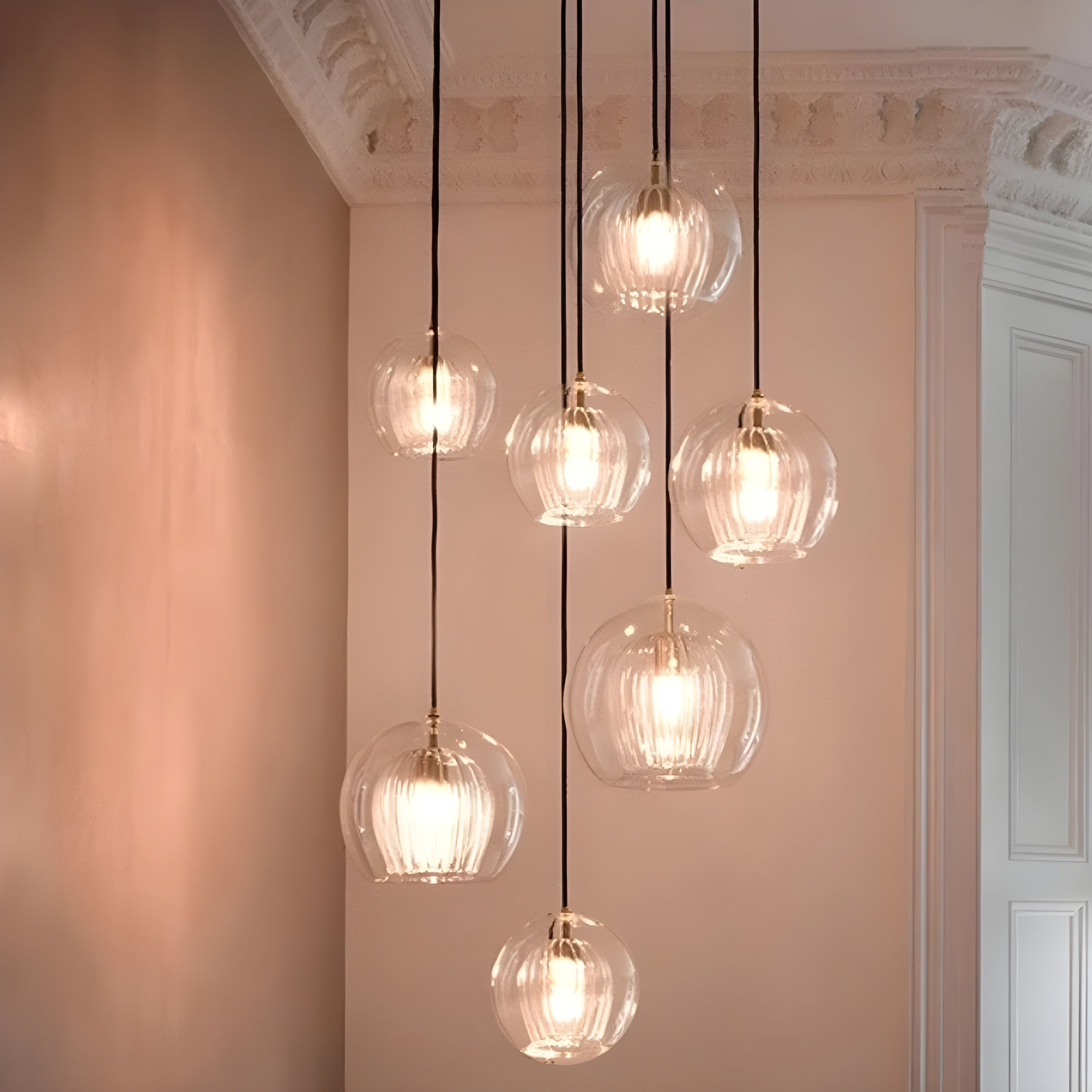 FrostedGlow Suspension Verre Dépoli Moderne | Douce Lumière Diffuse 15cm Transparent