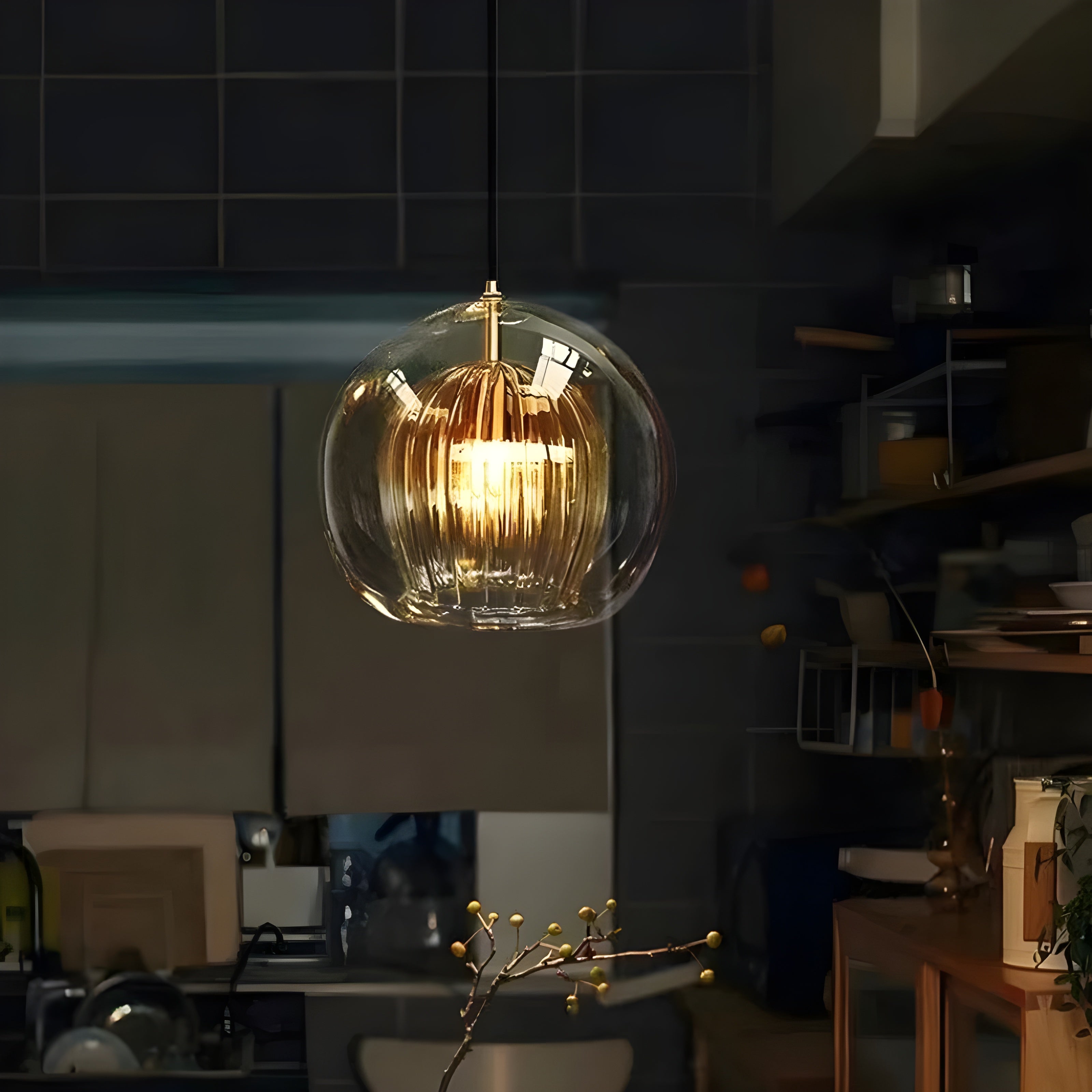 FrostedGlow Suspension Verre Dépoli Moderne | Douce Lumière Diffuse 15cm Transparent