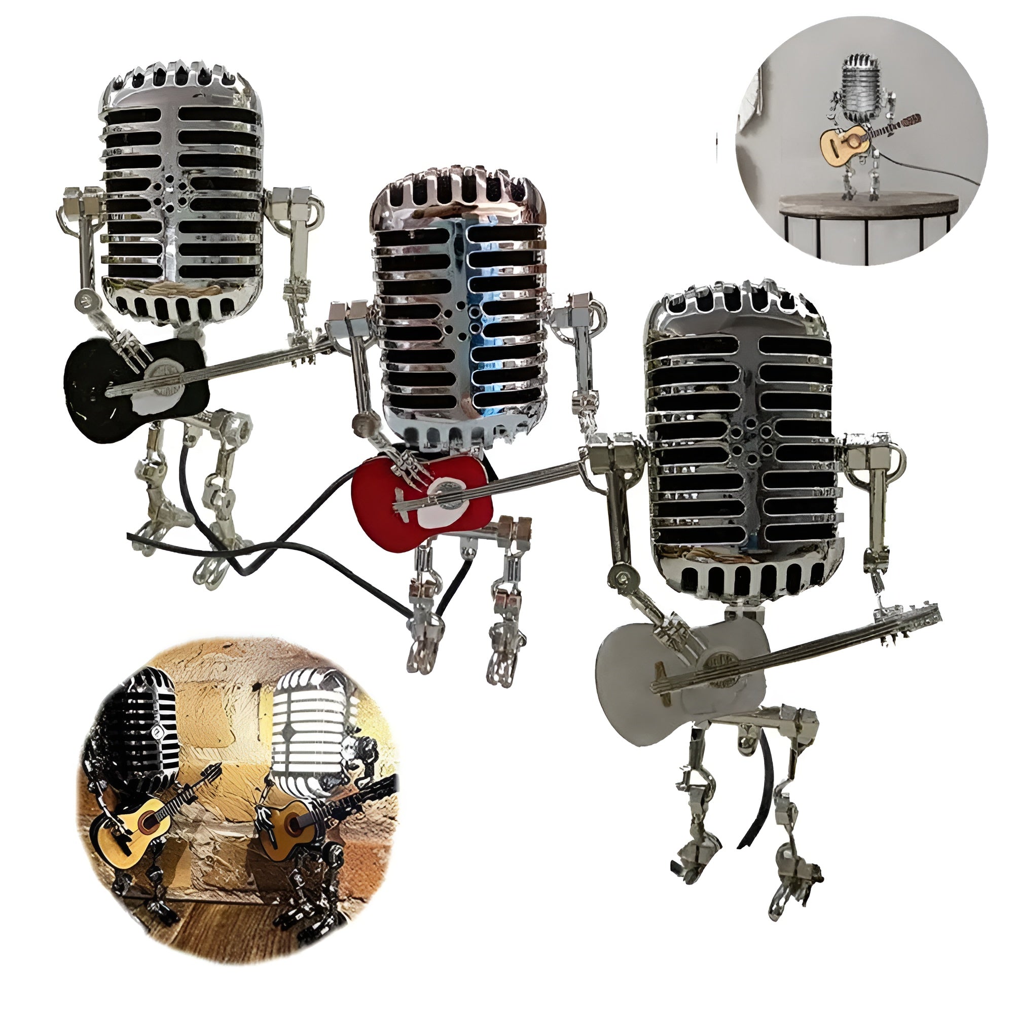 Lampe Robot Guitare LED Vintage | Décorative Bureau et Chambre Noir Style Rock