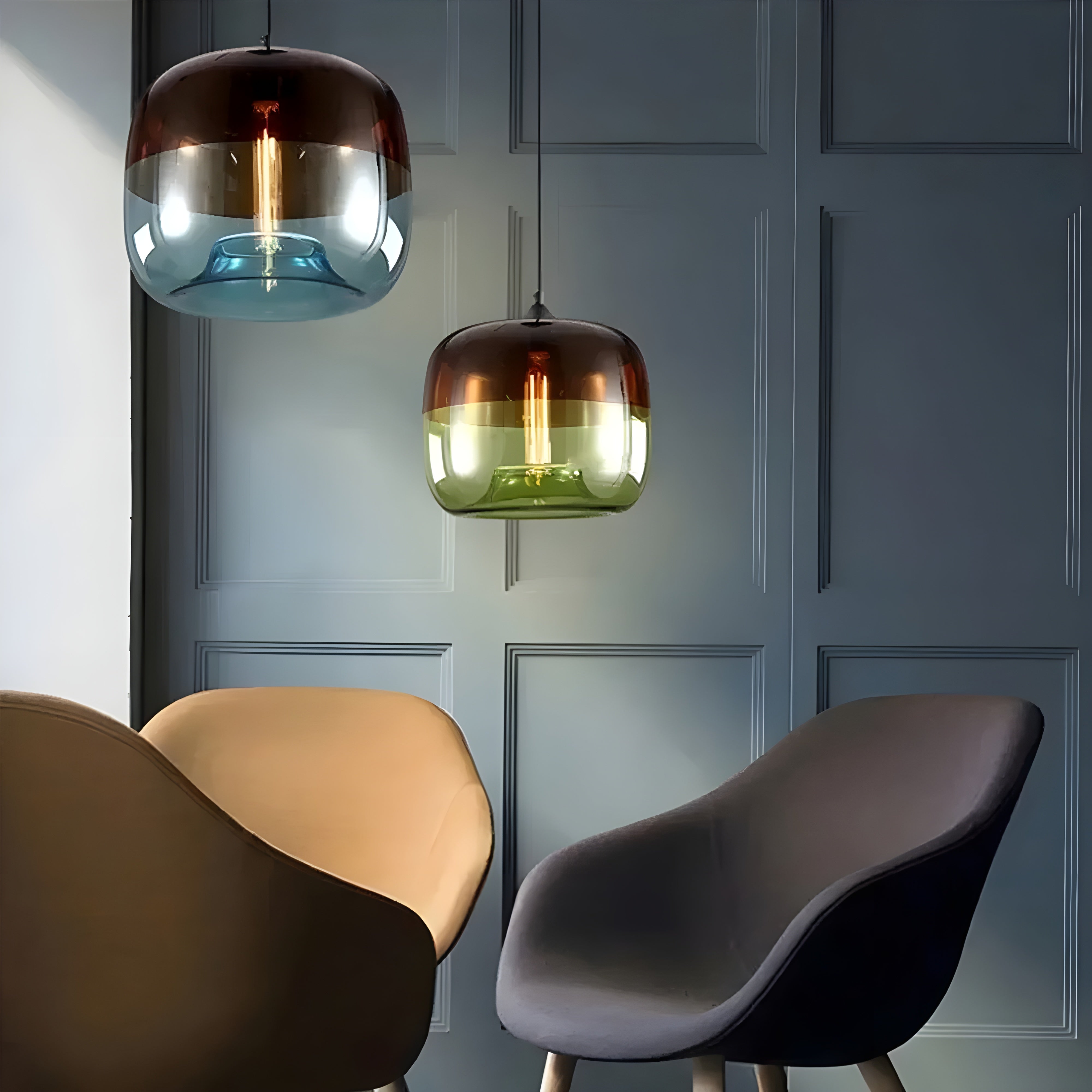 RetroCharm Suspension Nordic Colorée Rétro | Joyeuse Vert ou Bleu pour Salon