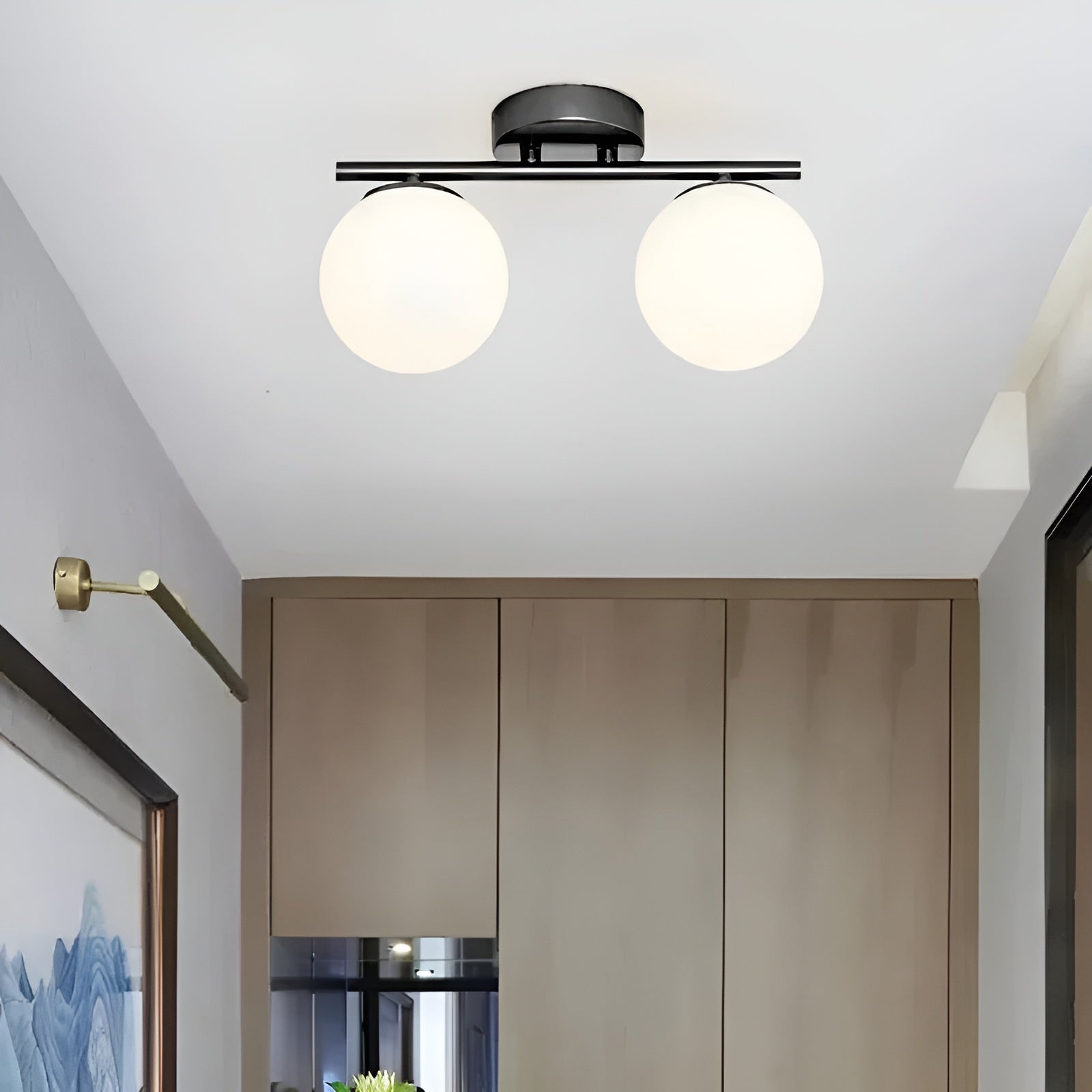 Plafonnier Verre Nordic Salon et Chambre | Noir 1 ou 2 Coupes Design Épuré