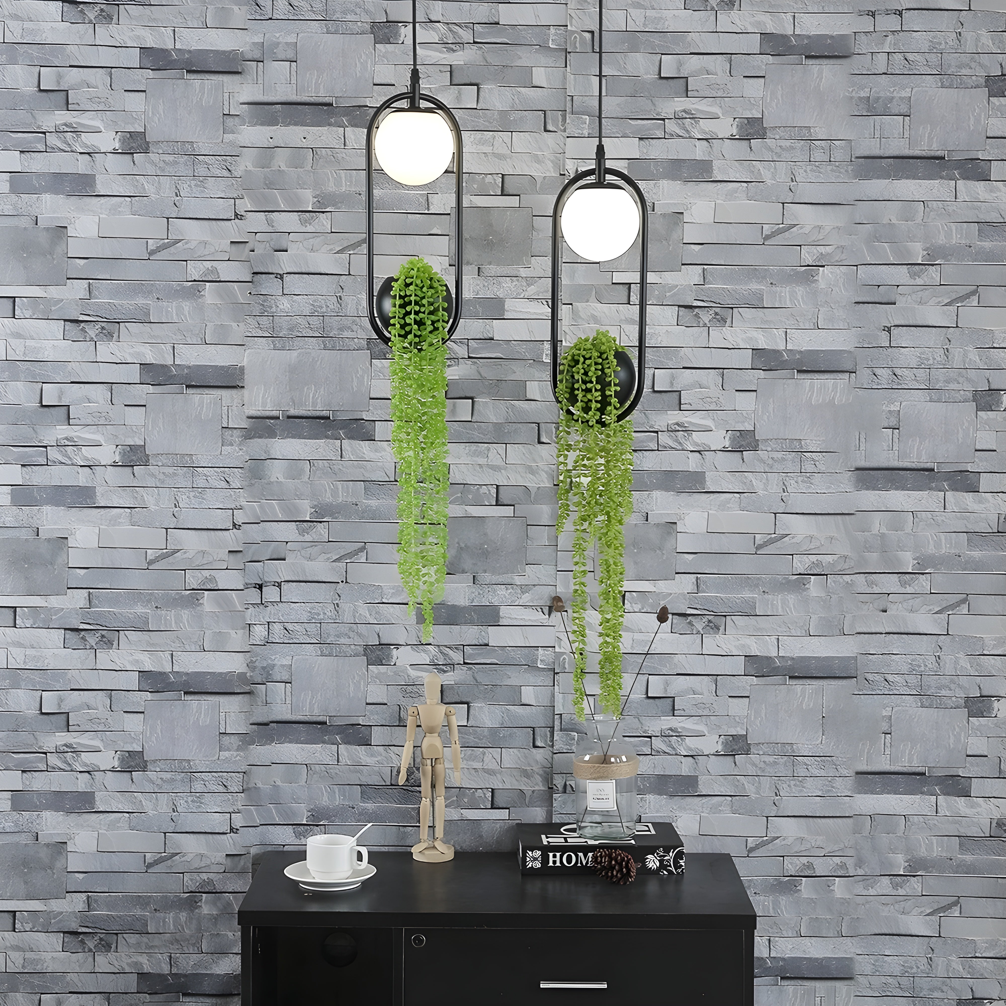BotanicAura Suspension LED Nordic avec Pot de Plante | Unique Lampe-Plante