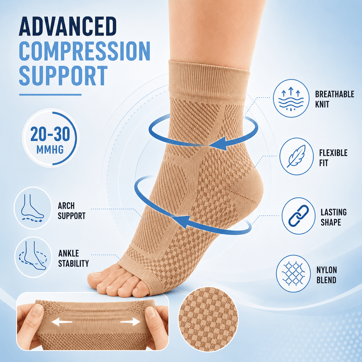 Breathable Ankle Compression Sleeve - Sport & Daily Support