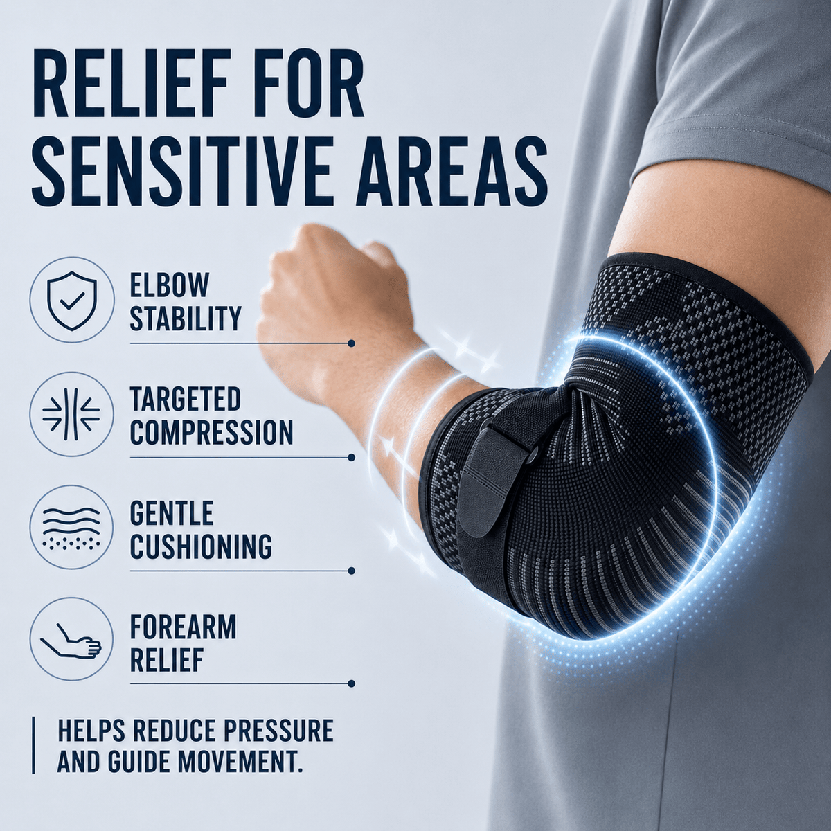 Adjustable Elbow Compression Sleeve - Sport & Tennis Elbow Relief