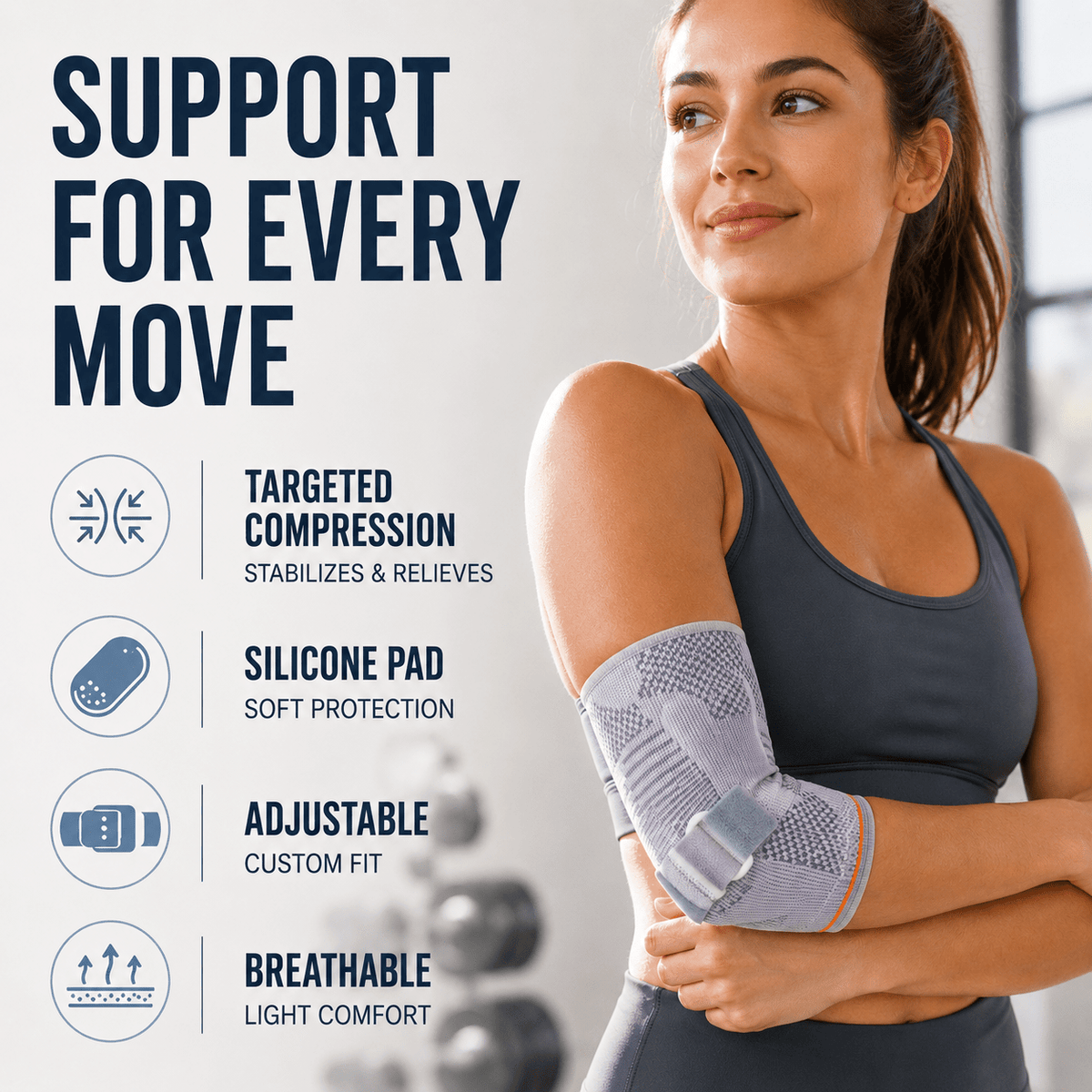 Adjustable Elbow Compression Sleeve - Sport & Tennis Elbow Relief