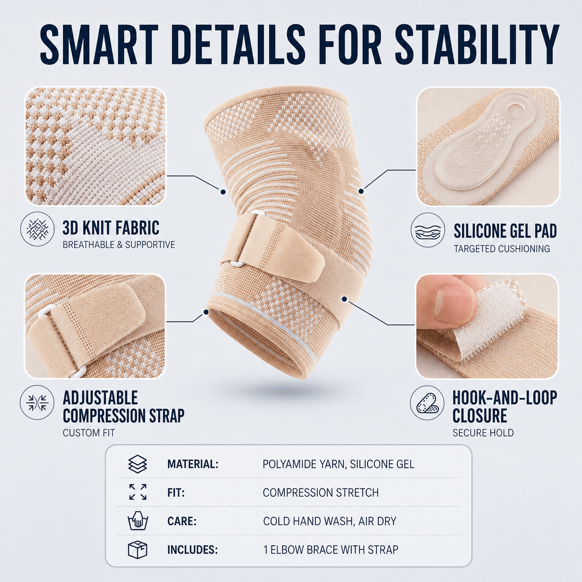 Adjustable Elbow Compression Sleeve - Sport & Tennis Elbow Relief