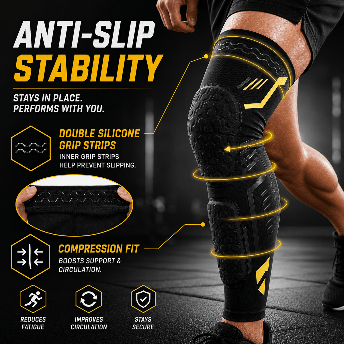 Knee Compression Sleeve with Padded Protection - Contact Sport L/R
