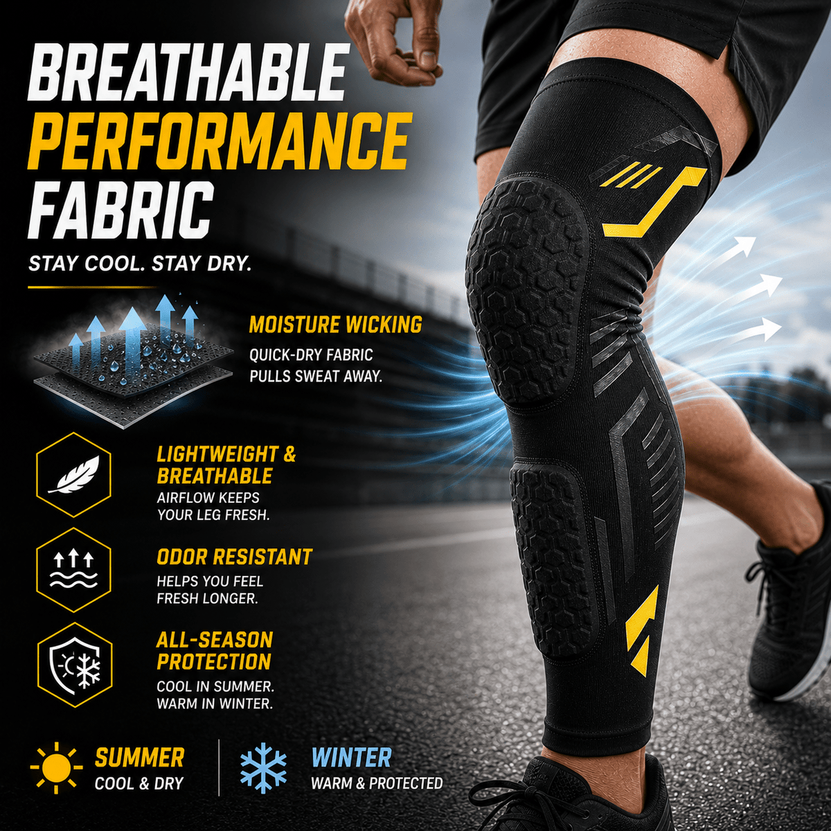 Knee Compression Sleeve with Padded Protection - Contact Sport L/R