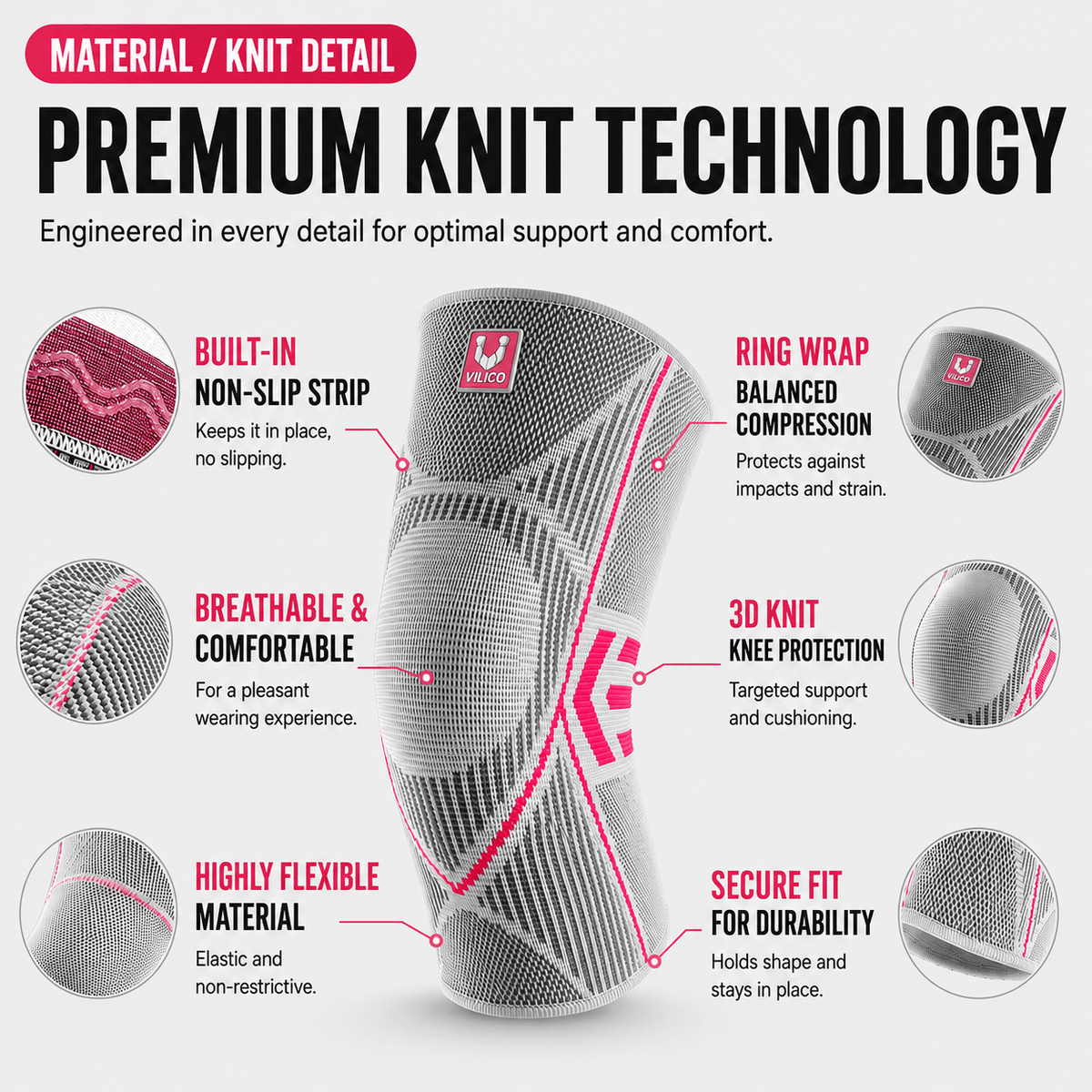 Knee Compression Sleeve - Running & Cycling Performance