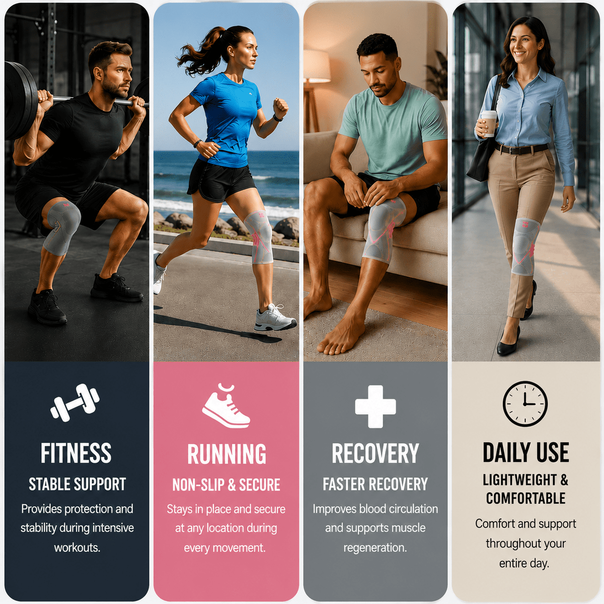 Knee Compression Sleeve - Running & Cycling Performance