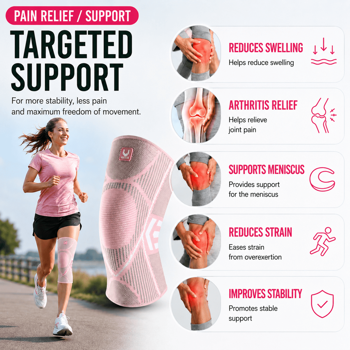 Knee Compression Sleeve - Running & Cycling Performance