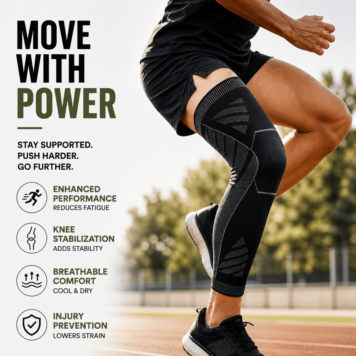 Full Leg Compression Sleeve - Knee & Thigh Integrated Support